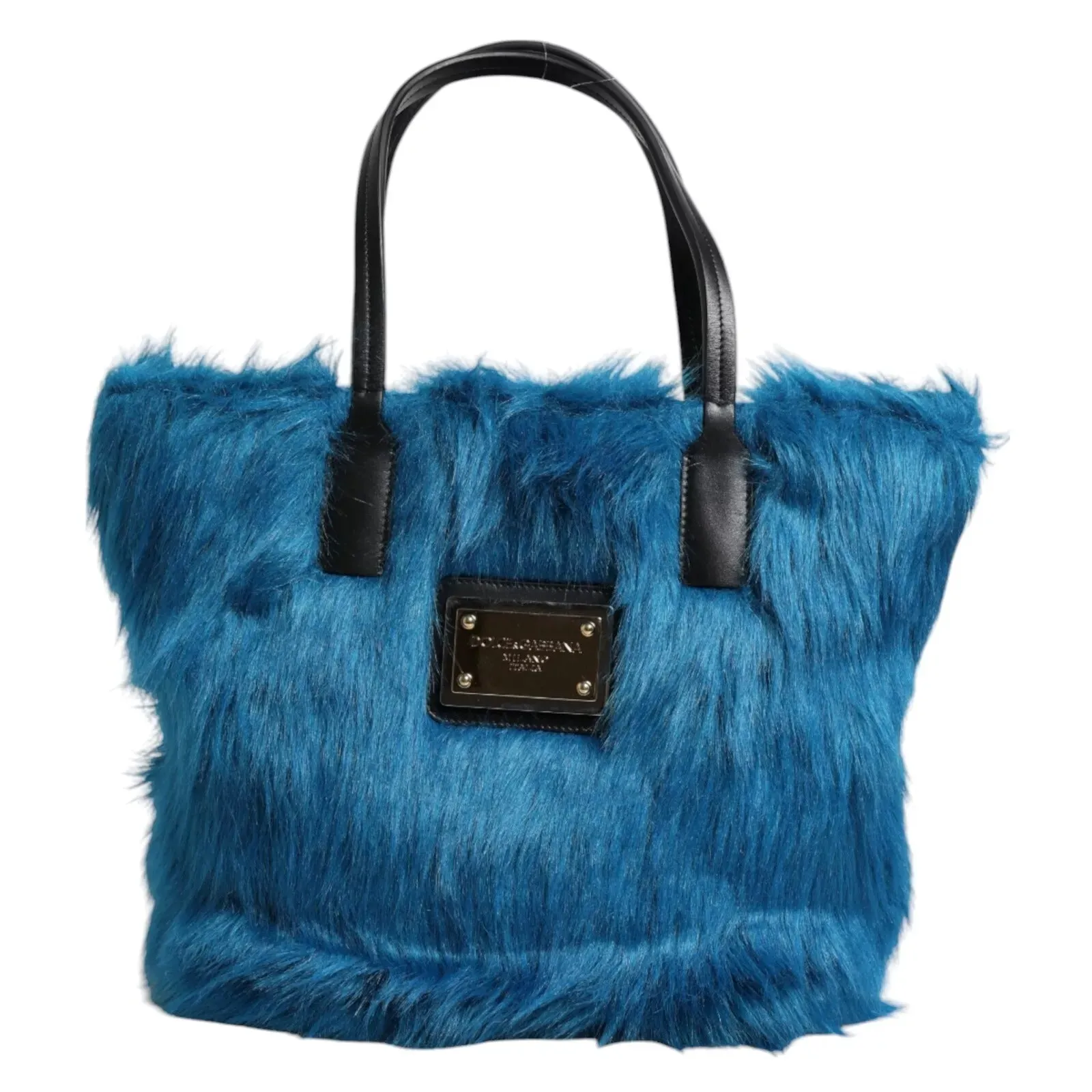 Dolce & Gabbana Blue Fur Logo Plaque Double Handle Shoulder Bag sold by Siebentaschen product image thumbnail 2
