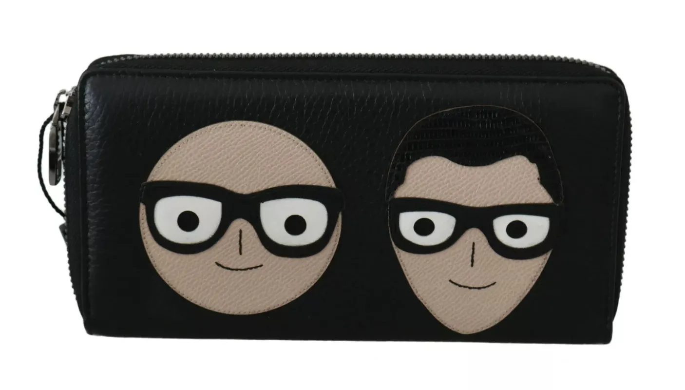 Dolce & Gabbana Black Leather #DGFAMILY Zipper Continental Mens Wallet sold by Siebentaschen