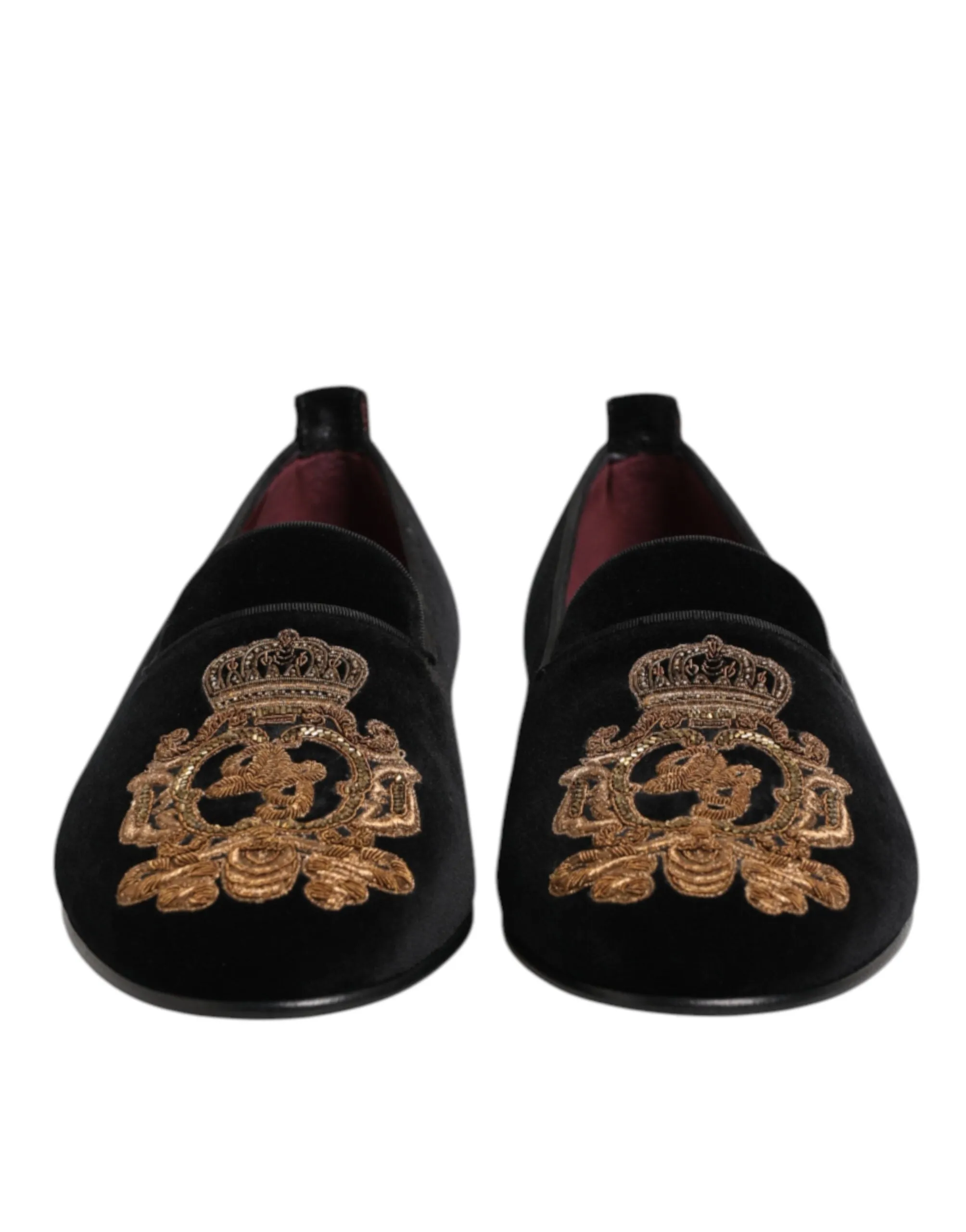 Dolce & Gabbana Black Velvet Gold Crown Mens Loafers Shoes sold by Siebentaschen product image thumbnail 3