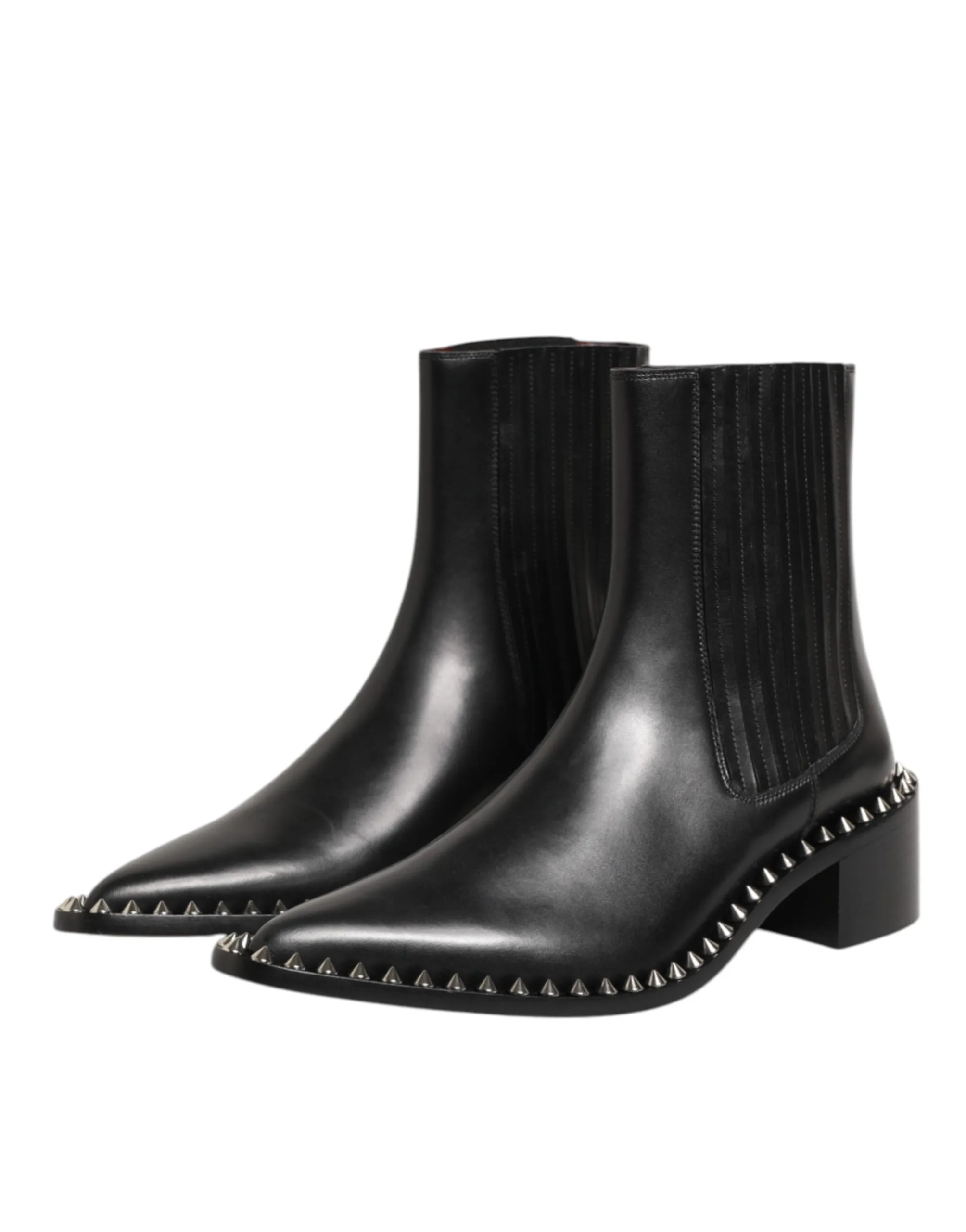 Dolce & Gabbana Black Leather Studded Men Short Boots Shoes sold by Siebentaschen product image thumbnail 5