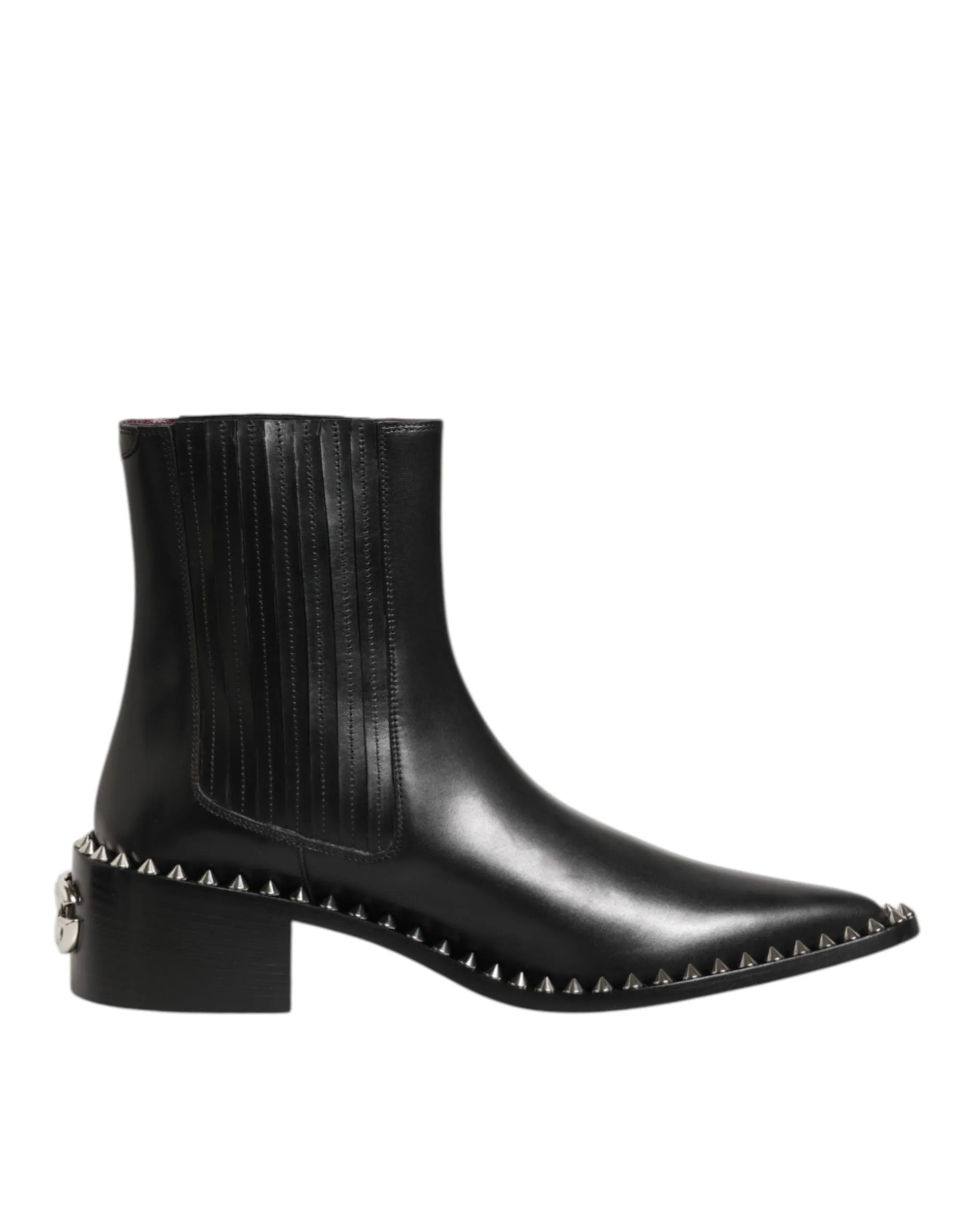 Dolce & Gabbana Black Leather Studded Men Short Boots Shoes sold by Siebentaschen product image thumbnail 2