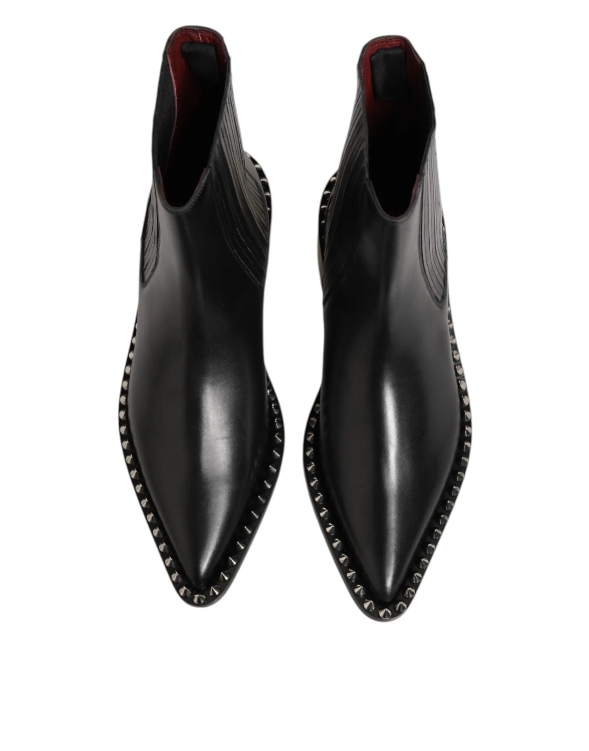 Dolce & Gabbana Black Leather Studded Men Short Boots Shoes sold by Siebentaschen product image thumbnail 4