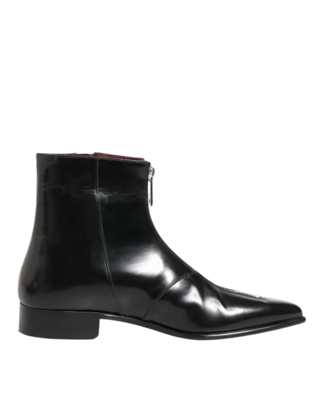 Dolce & Gabbana Black Calfskin Leather Men SHORT Boots Shoes sold by Siebentaschen