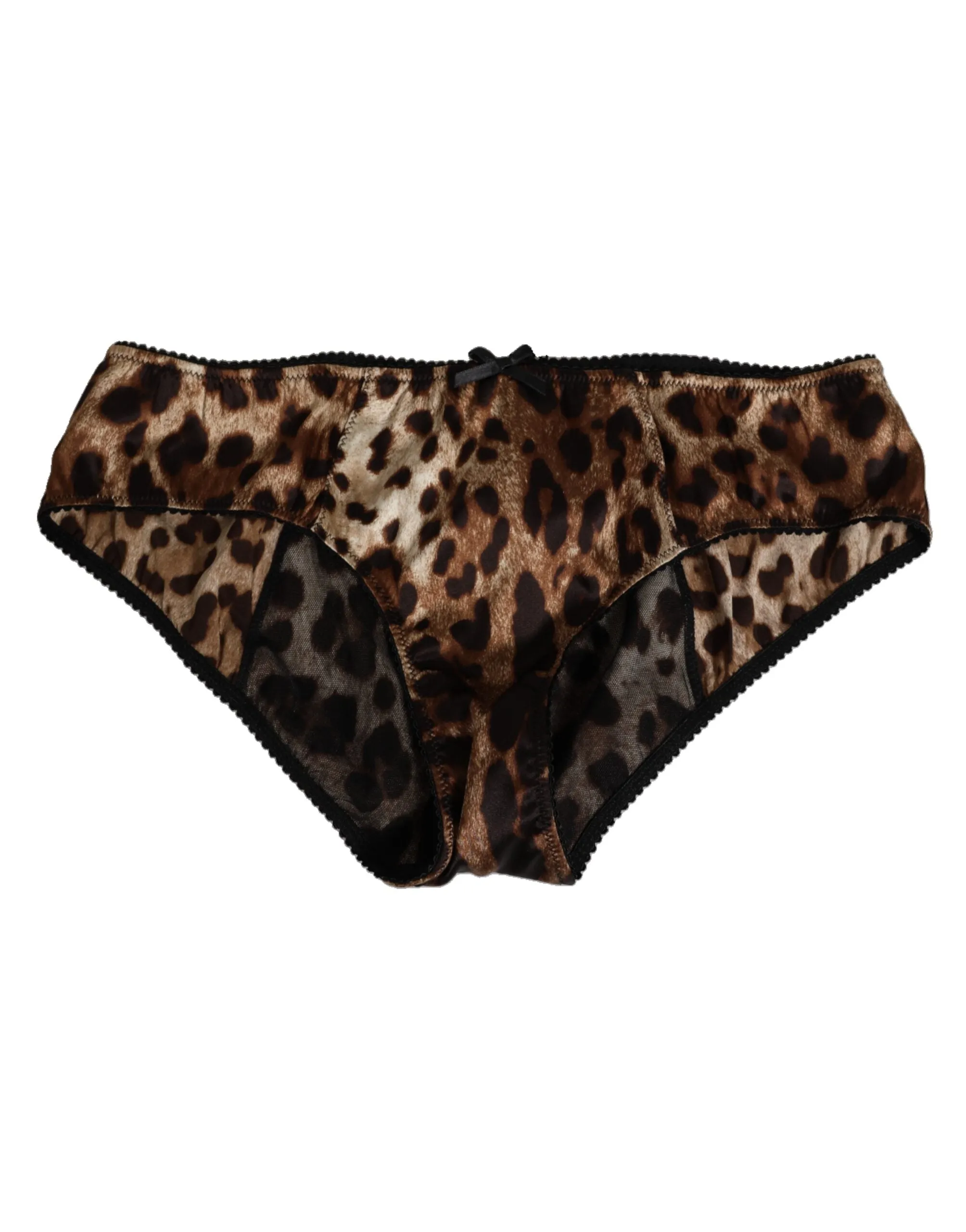 Dolce & Gabbana Brown Leopard Silk Mid Waist Panty Underwear sold by Siebentaschen