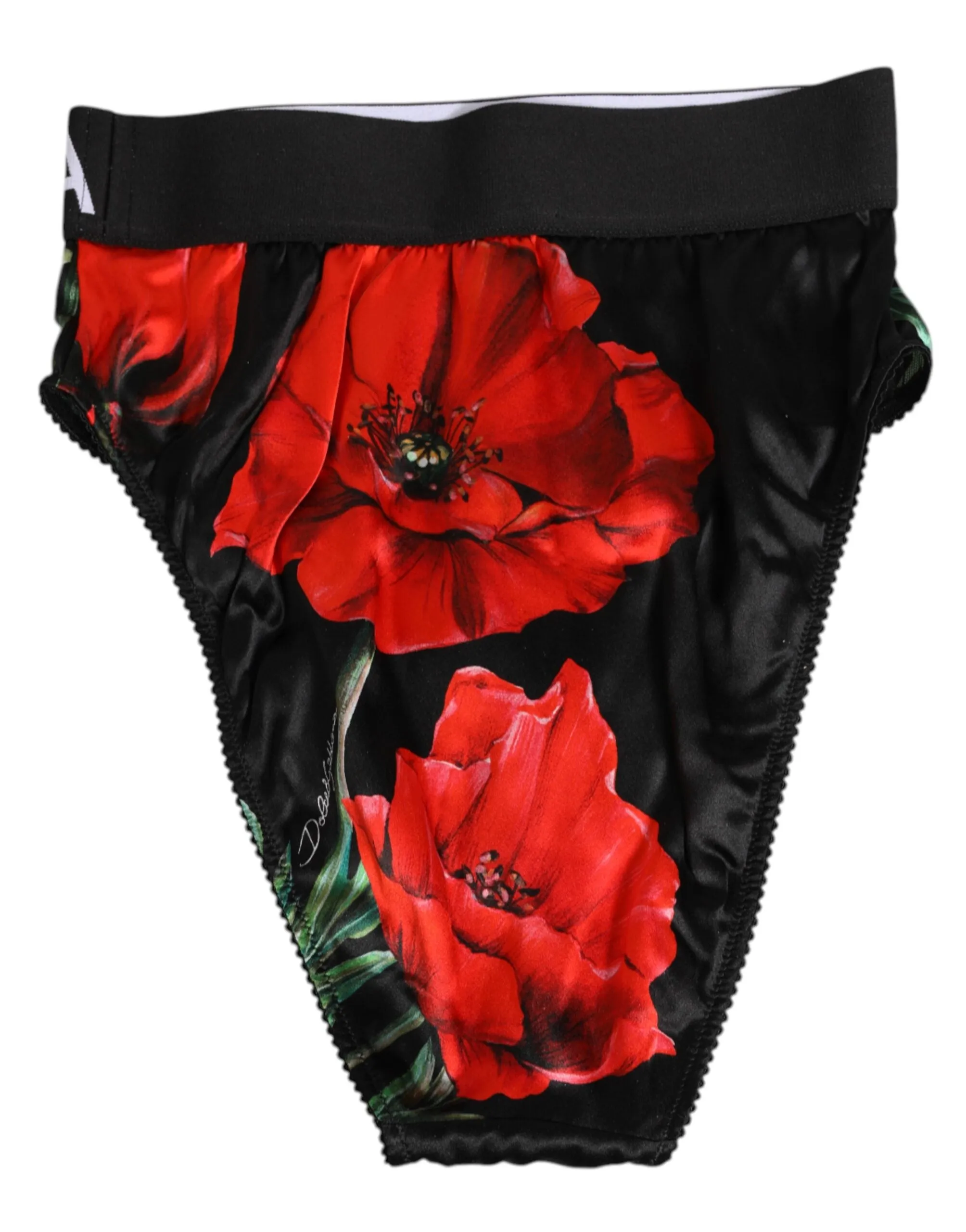 Dolce & Gabbana Black Floral Silk High Waist Panty Underwear sold by Siebentaschen product image thumbnail 5