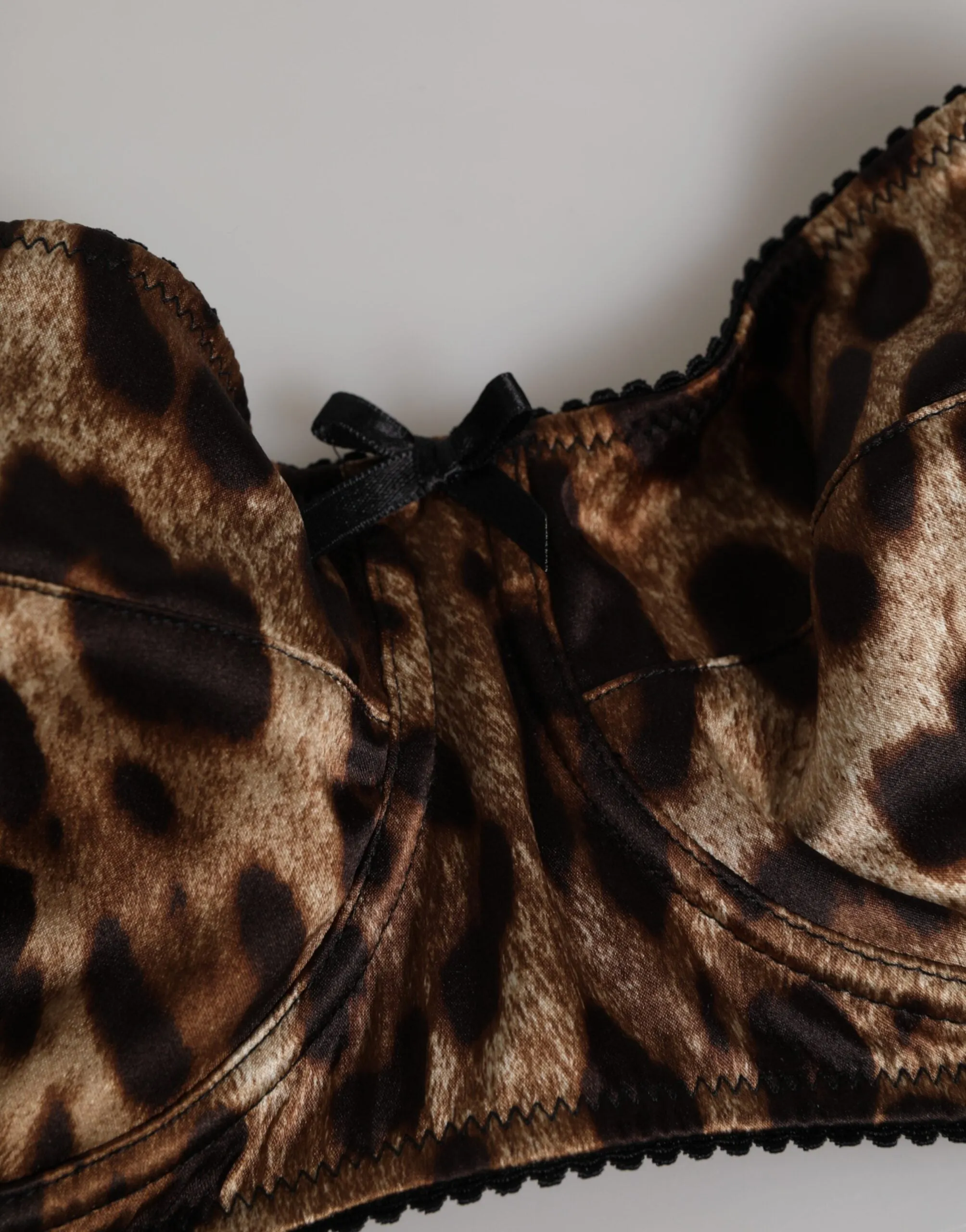 Dolce & Gabbana Brown Leopard Silk Balconnet Bra Underwear sold by Siebentaschen product image thumbnail 3