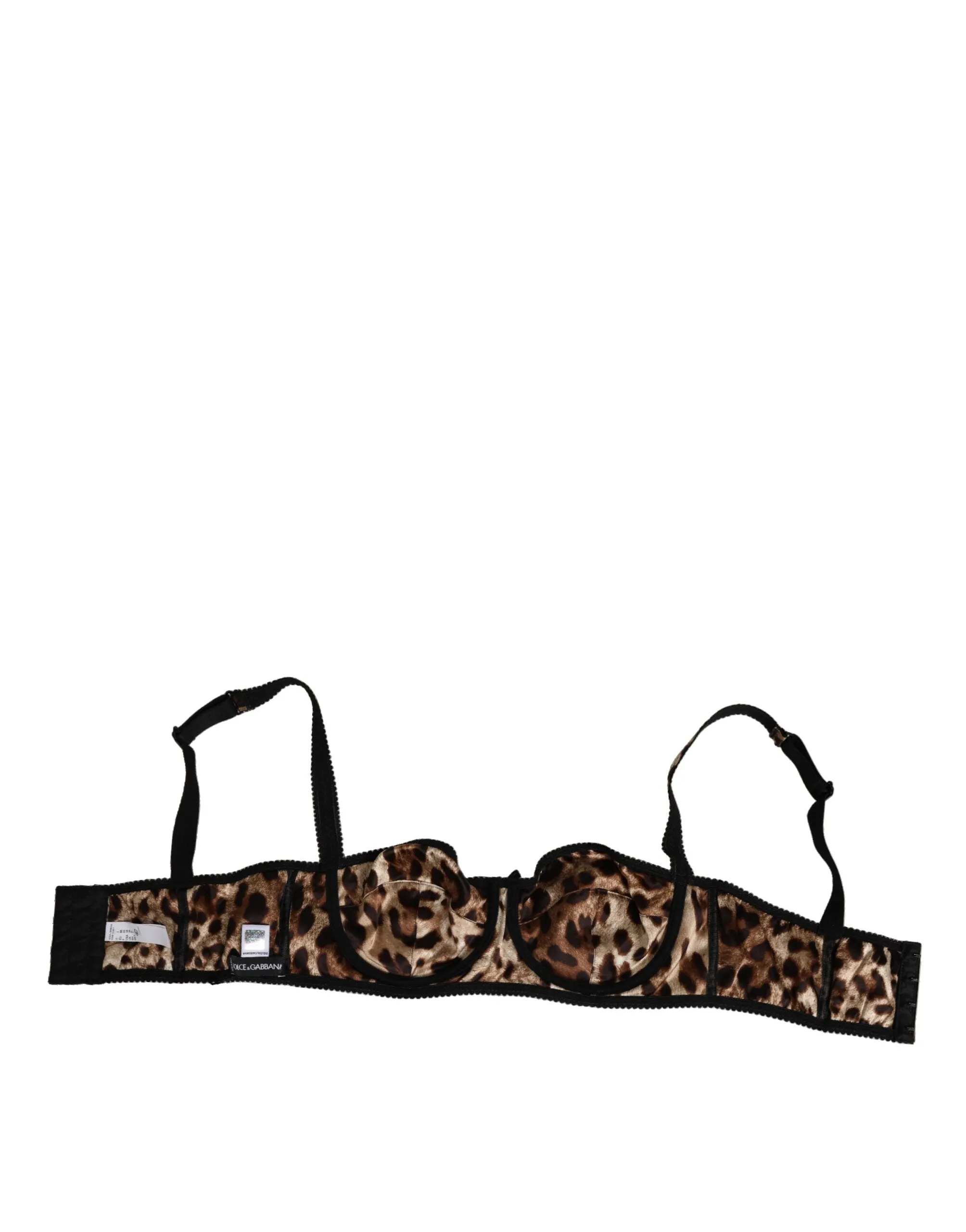 Dolce & Gabbana Brown Leopard Silk Balconnet Bra Underwear sold by Siebentaschen product image thumbnail 4