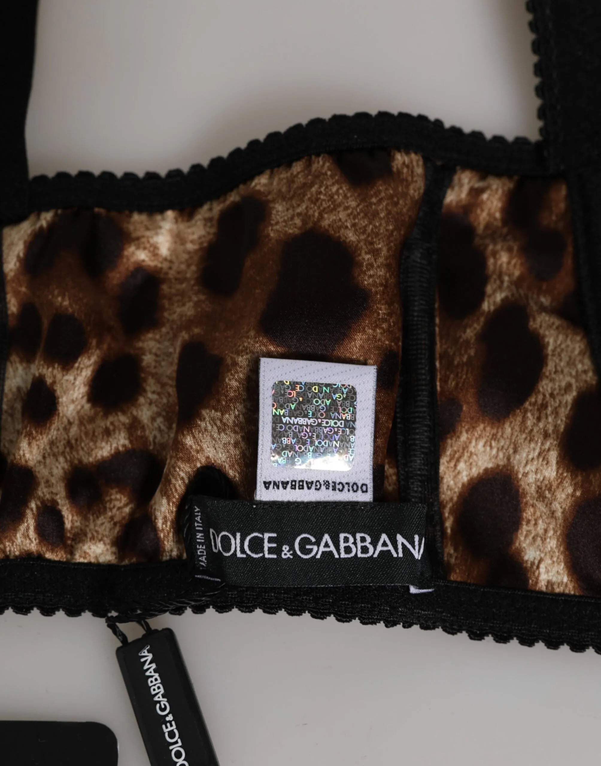 Dolce & Gabbana Brown Leopard Silk Balconnet Bra Underwear sold by Siebentaschen product image thumbnail 5