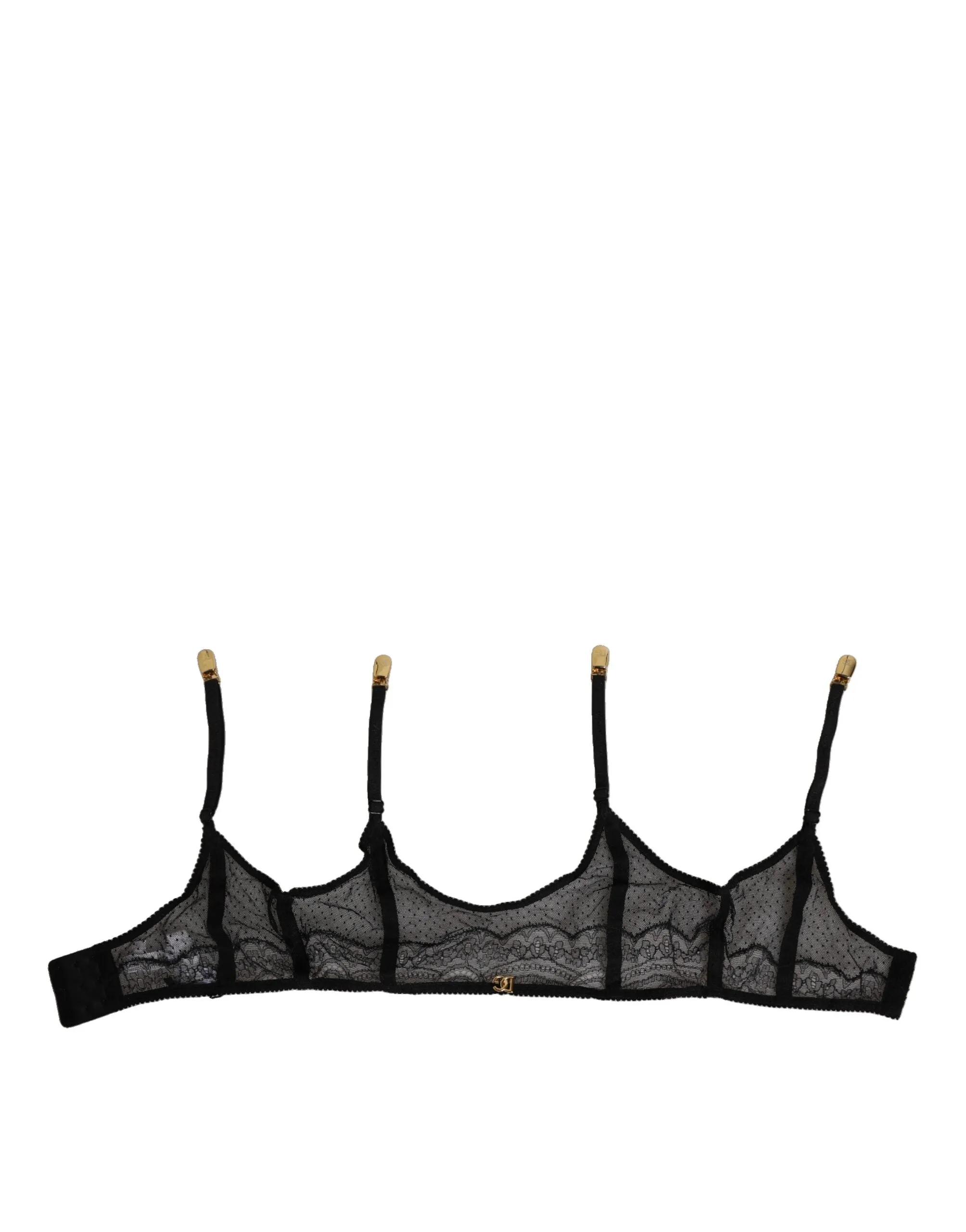 Dolce & Gabbana Black Floral Lace Nylon Strap Garter Underwear sold by Siebentaschen