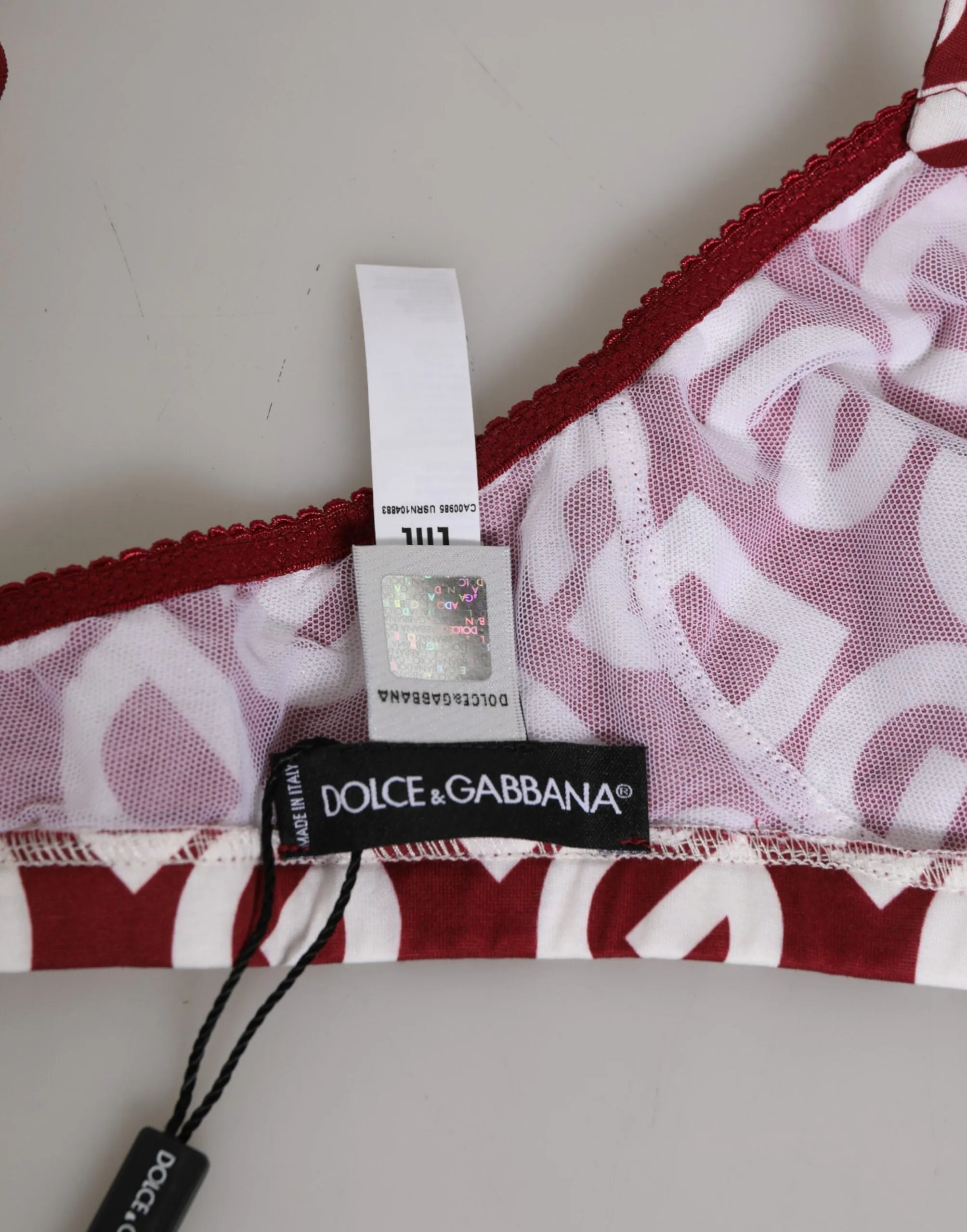 Dolce & Gabbana Red White Logo Mania Soft Cup Bra Underwear sold by Siebentaschen product image thumbnail 5