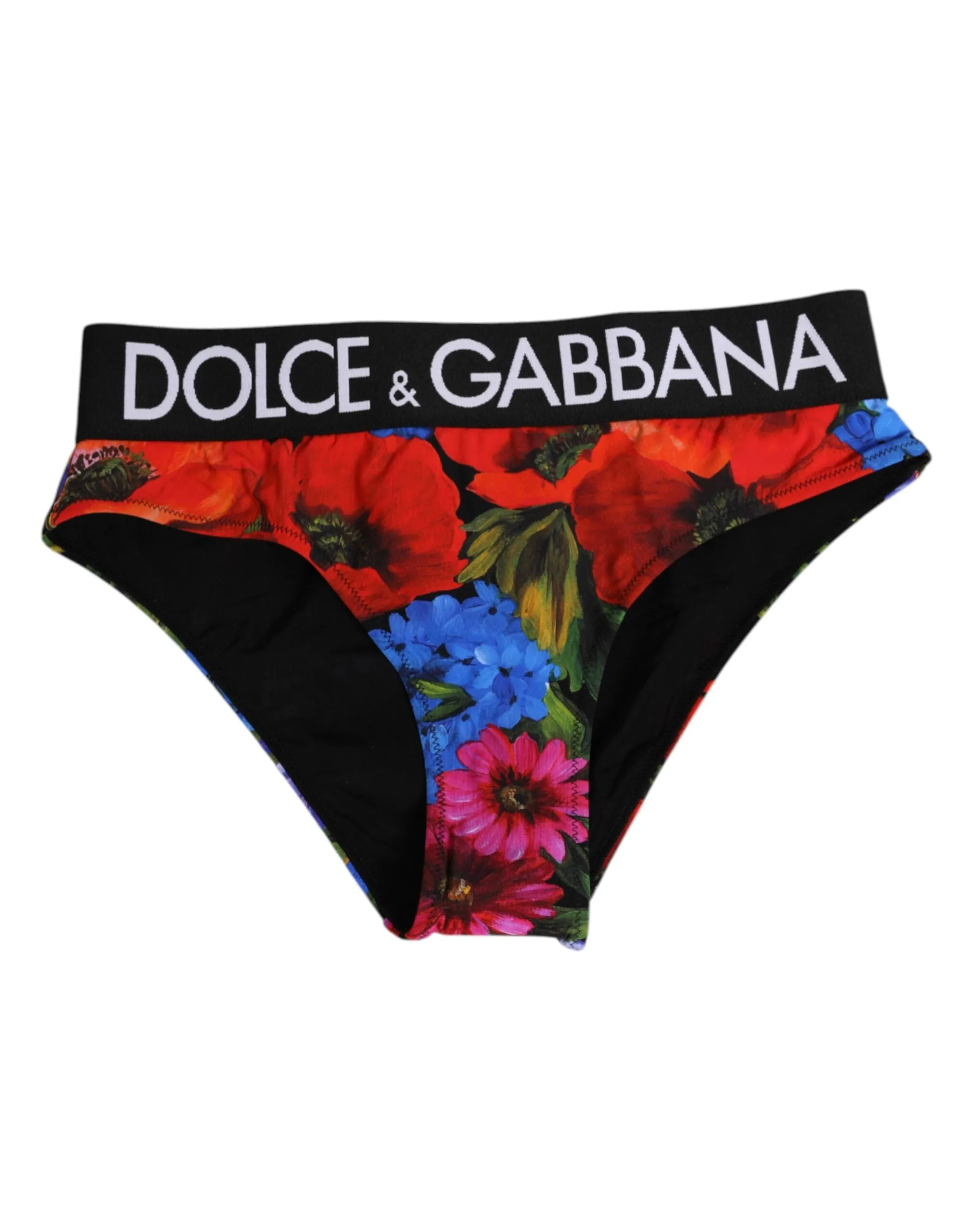 Dolce & Gabbana Black Floral Print High Waist Panty Underwear sold by Siebentaschen