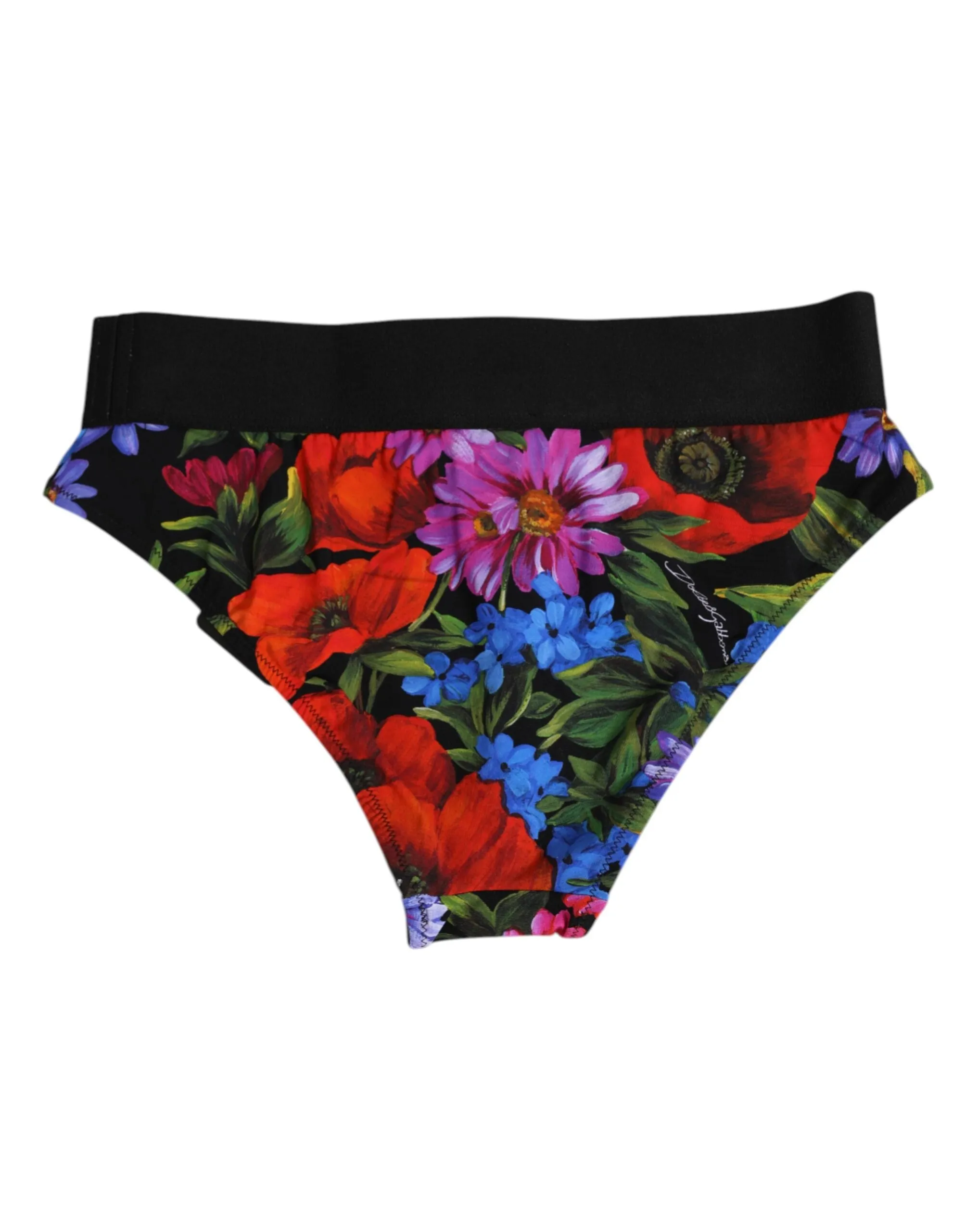 Dolce & Gabbana Black Floral Print High Waist Panty Underwear sold by Siebentaschen product image thumbnail 5