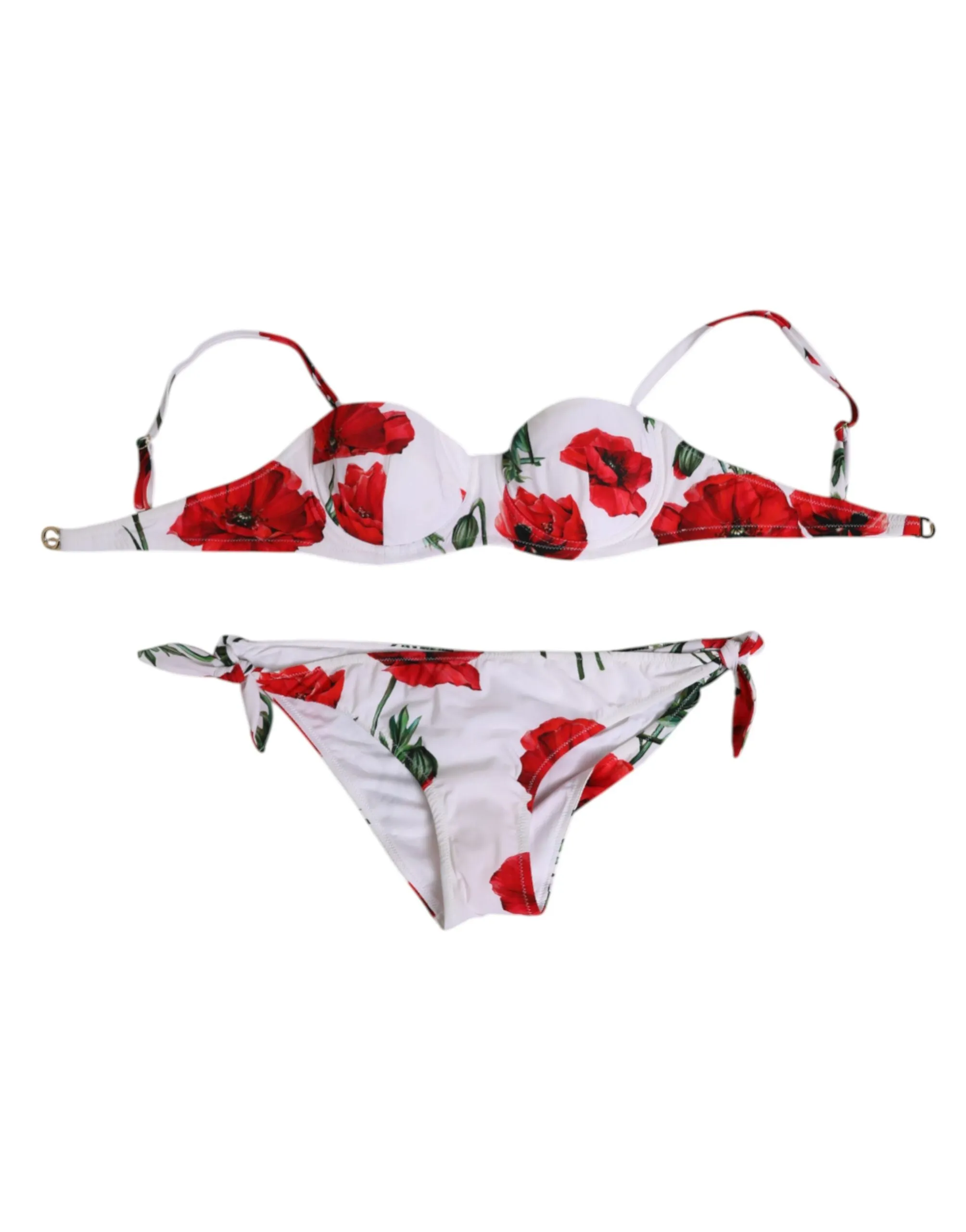 Dolce & Gabbana White Floral Swimsuit 2 Piece Top Bottom Swimwear sold by Siebentaschen