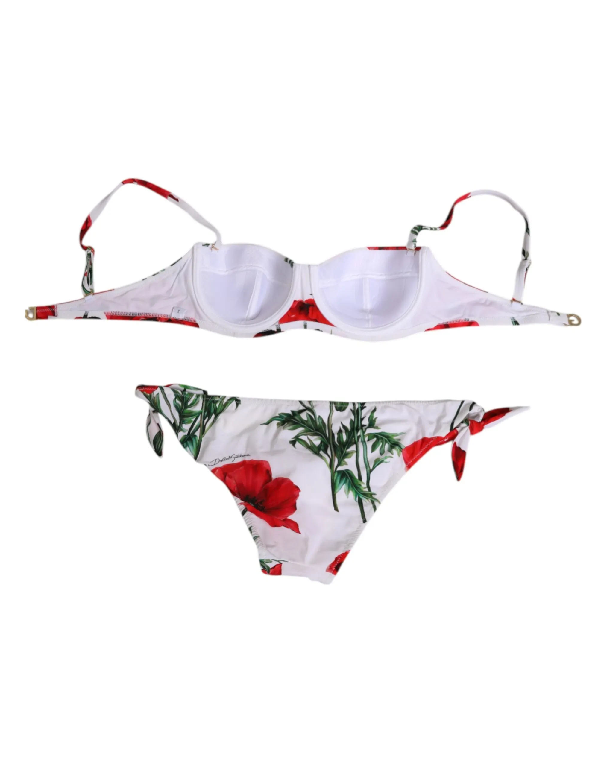 Dolce & Gabbana White Floral Swimsuit 2 Piece Top Bottom Swimwear sold by Siebentaschen product image thumbnail 5