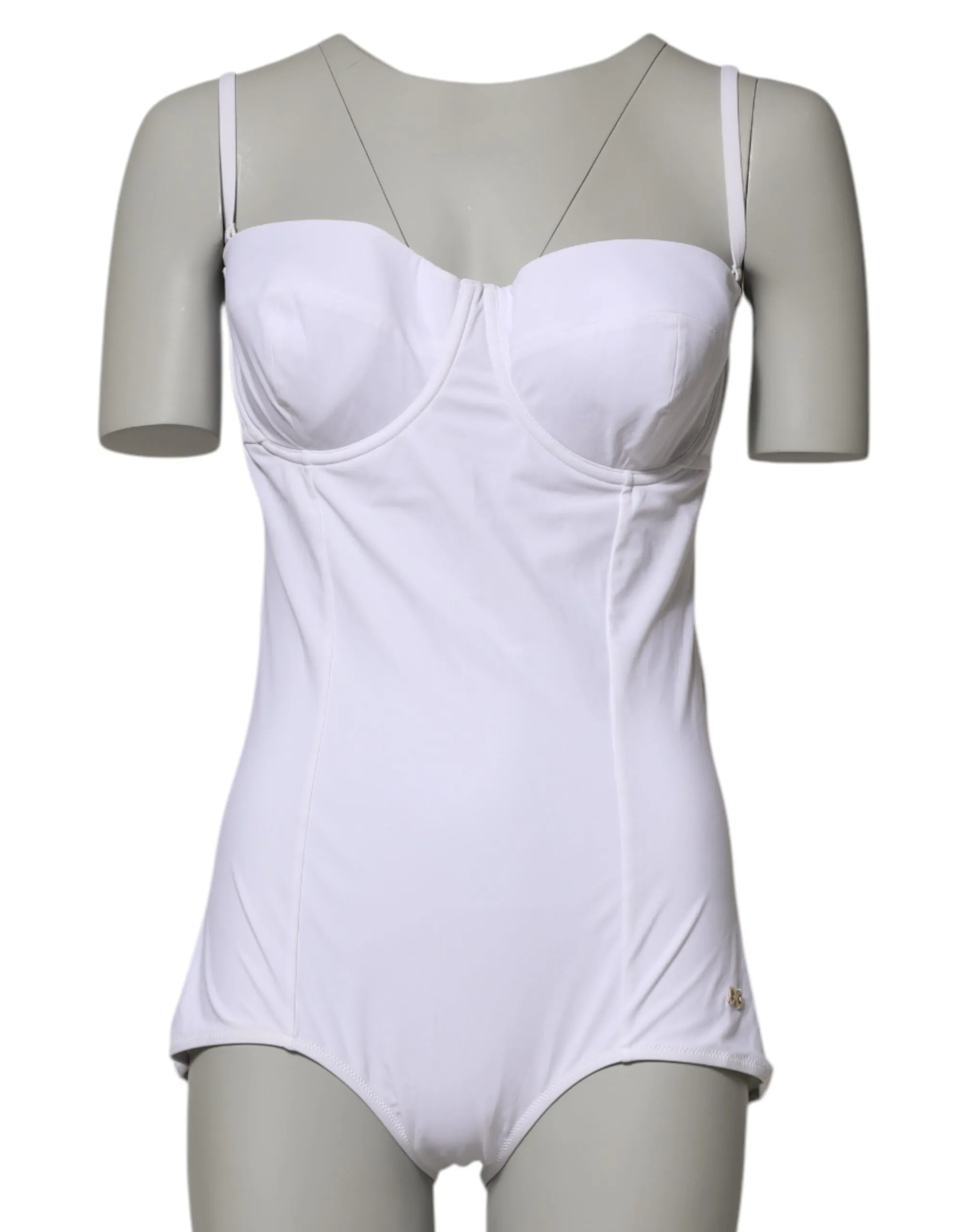 Dolce & Gabbana White Padded Balconette One Piece Swimwear sold by Siebentaschen
