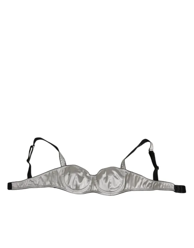 Dolce & Gabbana Gray Acetate Stretch Balconcino Bra Underwear sold by Siebentaschen