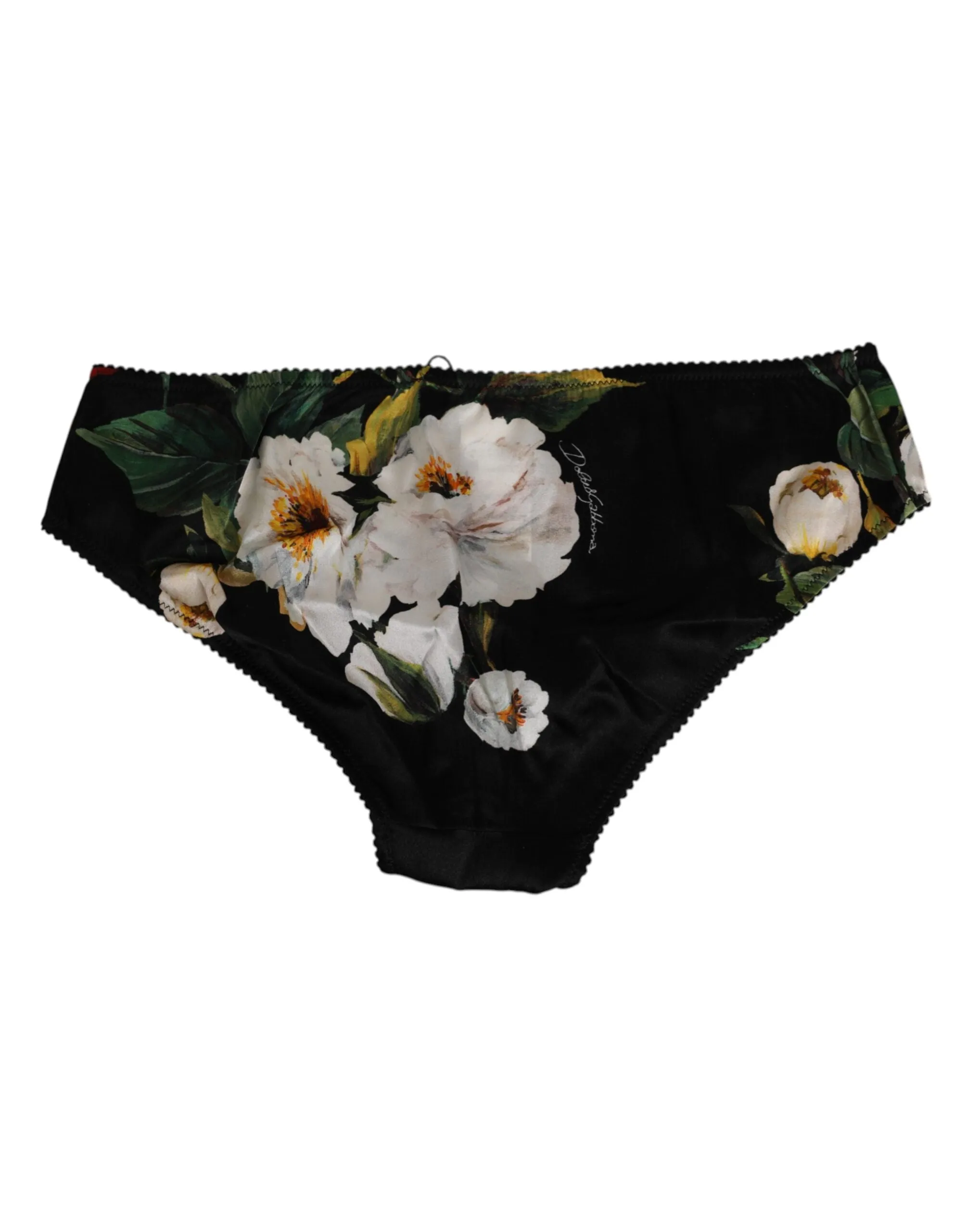 Dolce & Gabbana Black Floral Print Mid Waist Panty Underwear sold by Siebentaschen product image thumbnail 4