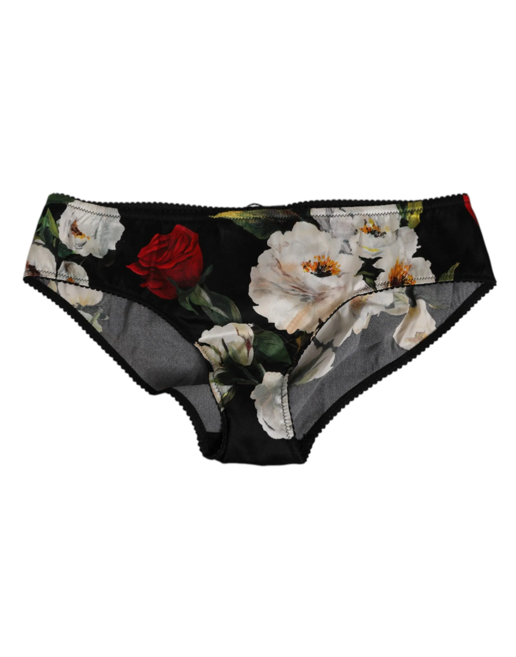 Dolce & Gabbana Black Floral Print Mid Waist Panty Underwear sold by Siebentaschen product image thumbnail 2