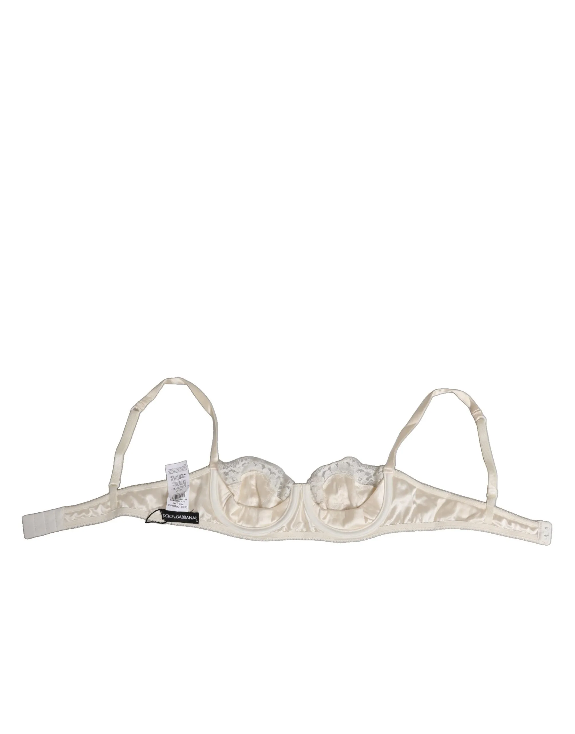 Dolce & Gabbana Off White Silk Underwired Balconette Bra Underwear sold by Siebentaschen product image thumbnail 4