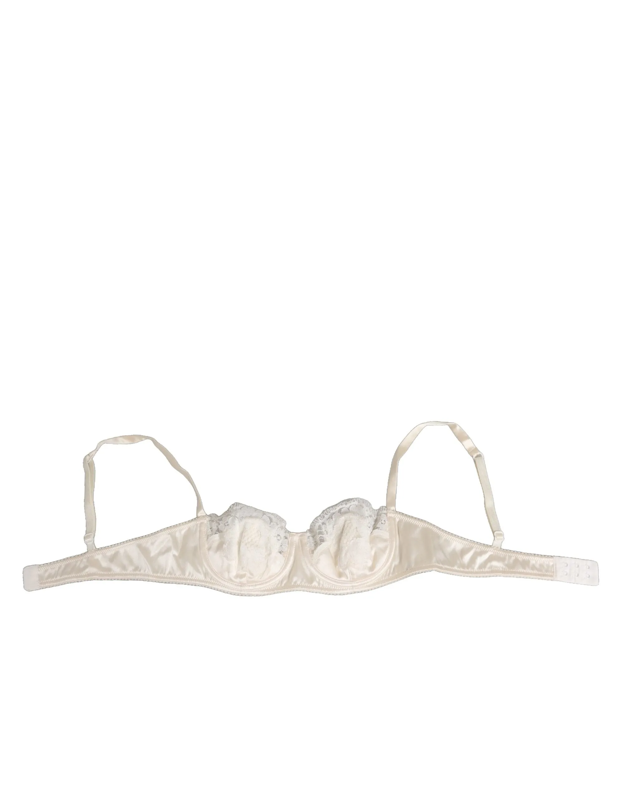 Dolce & Gabbana Off White Silk Underwired Balconette Bra Underwear sold by Siebentaschen