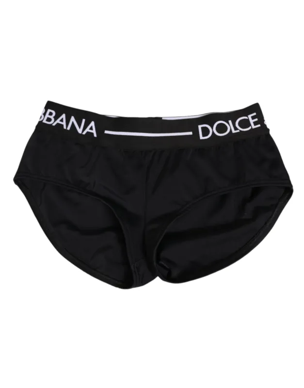 Dolce & Gabbana Black Nylon Logo Waistband Shorts Underwear sold by Siebentaschen