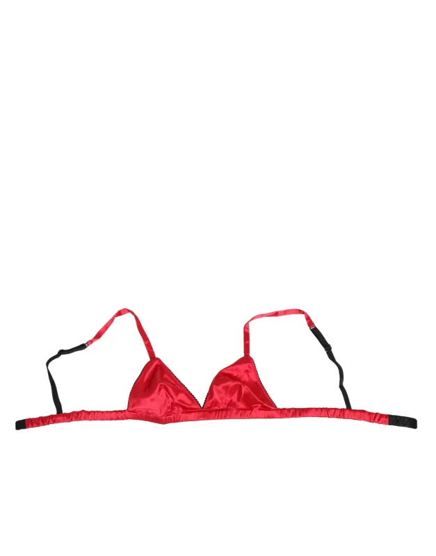 Dolce & Gabbana Red Silk Satin Triangle Soft Cup Br Underwear sold by Siebentaschen