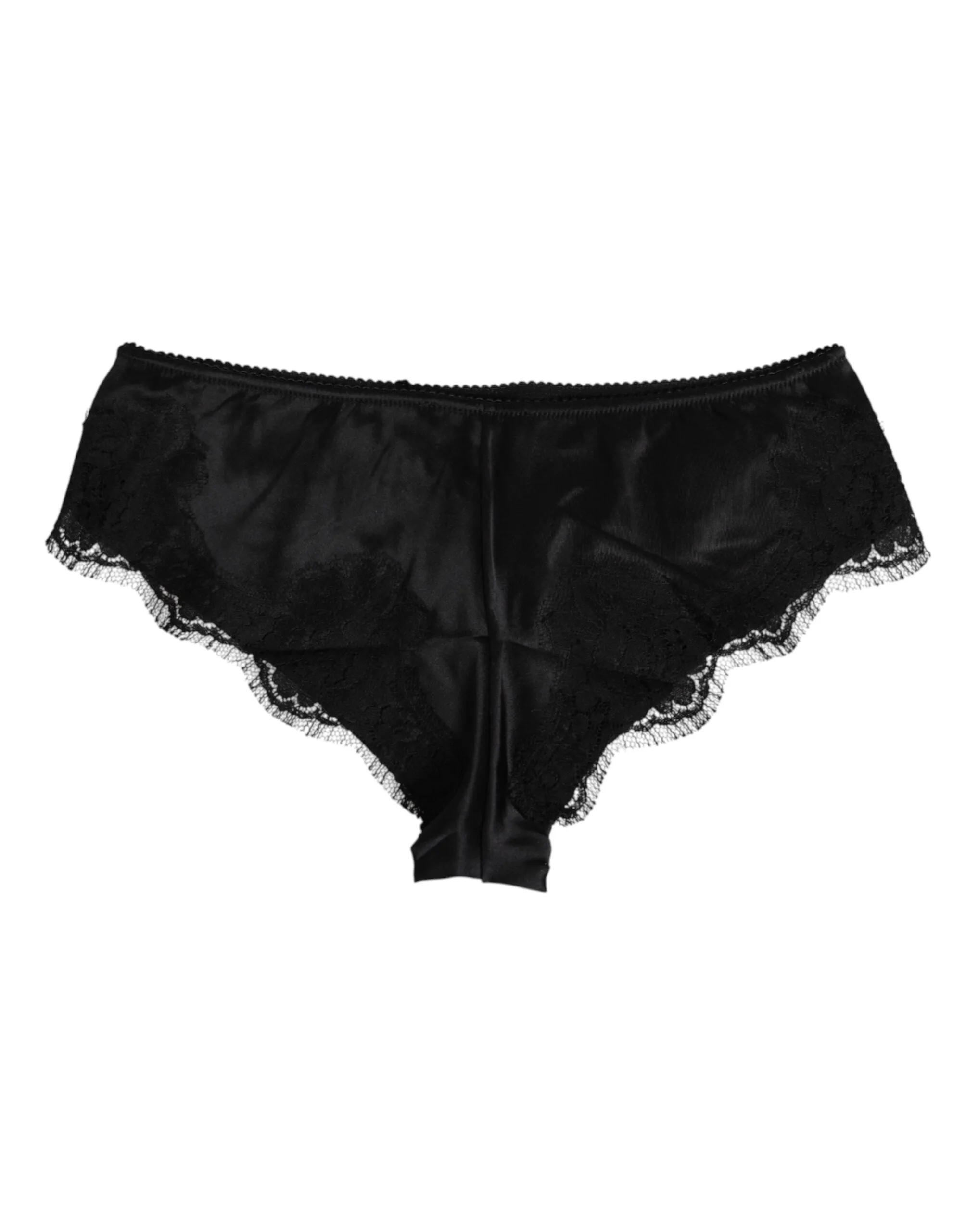 Dolce & Gabbana Black Silk Satin Floral Lace Panty Brief Underwear sold by Siebentaschen product image thumbnail 5