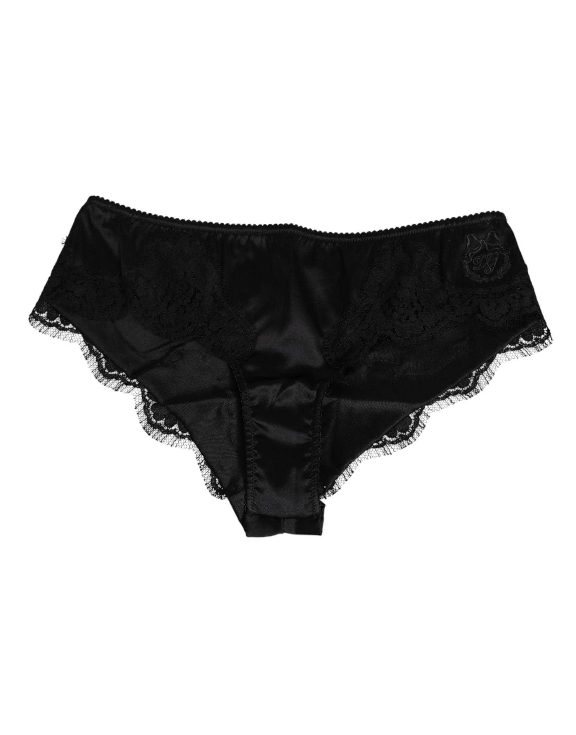 Dolce & Gabbana Black Silk Satin Floral Lace Panty Brief Underwear sold by Siebentaschen product image thumbnail 2