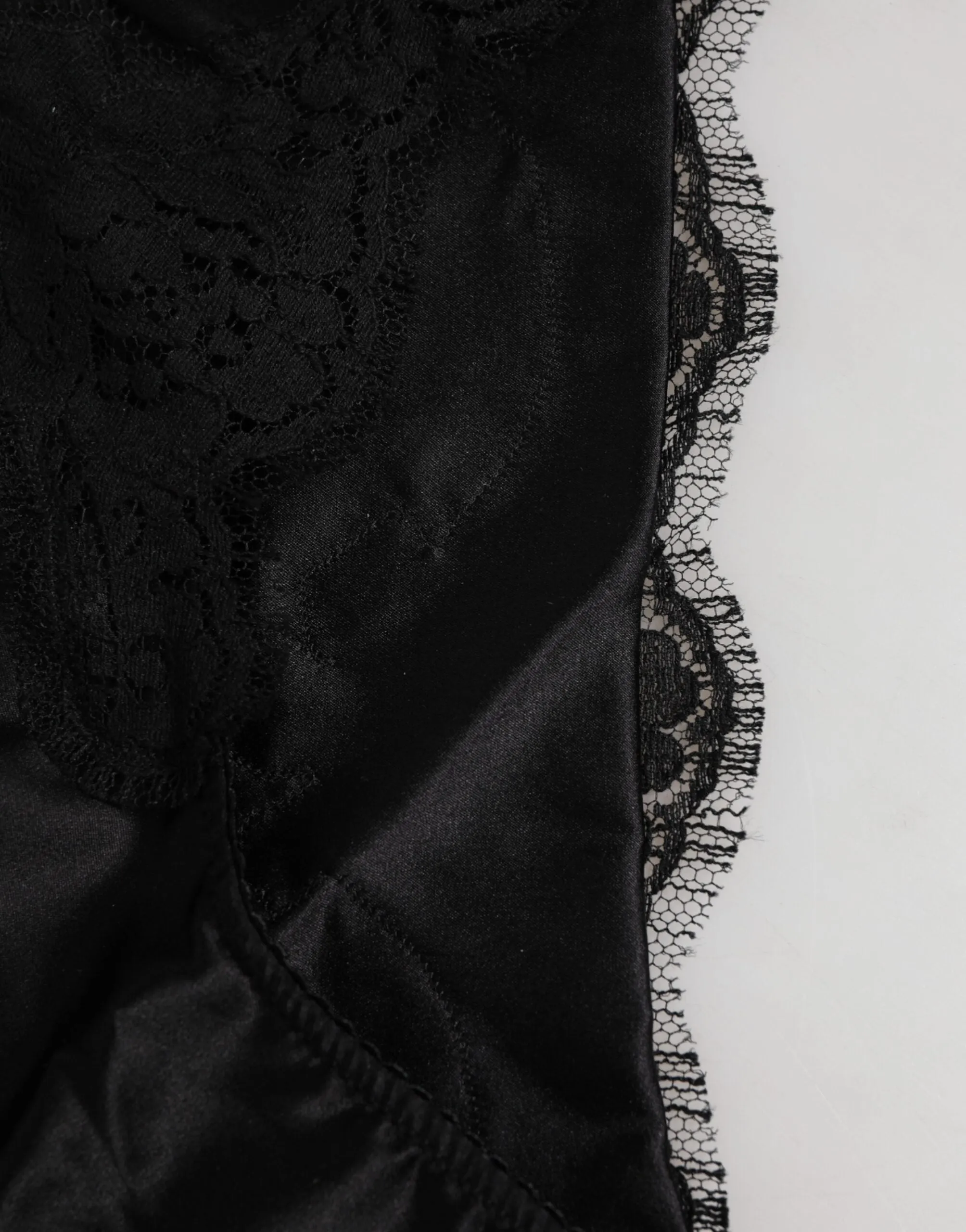 Dolce & Gabbana Black Silk Satin Floral Lace Panty Brief Underwear sold by Siebentaschen product image thumbnail 3