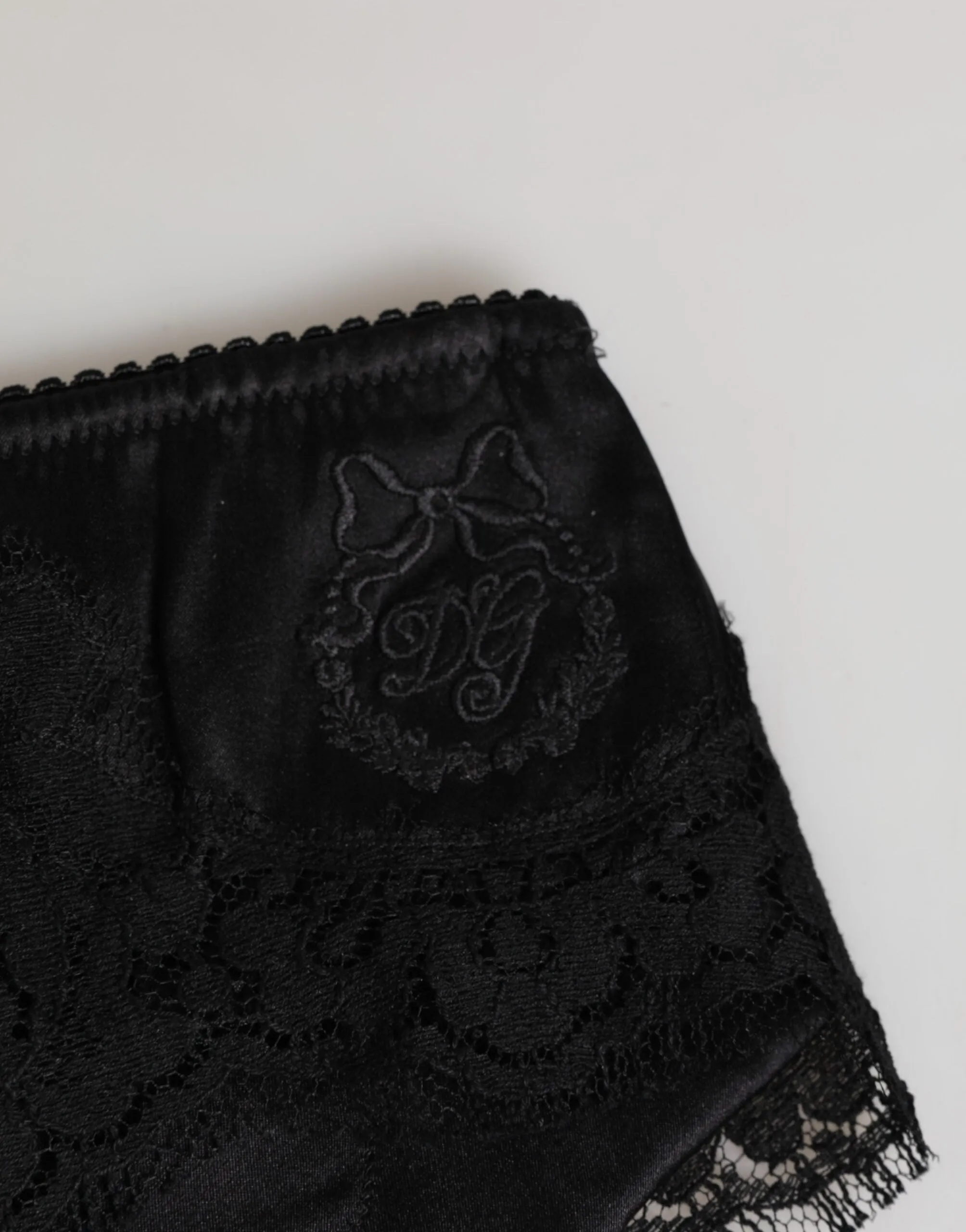 Dolce & Gabbana Black Silk Satin Floral Lace Panty Brief Underwear sold by Siebentaschen product image thumbnail 4