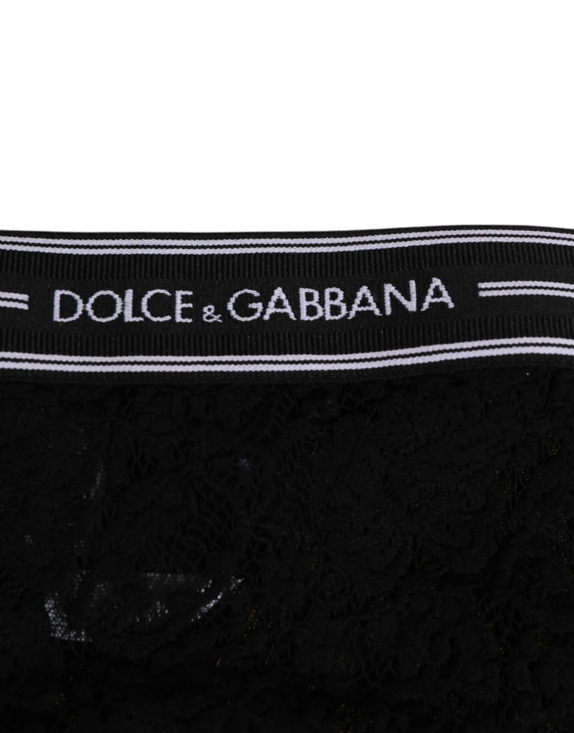Dolce & Gabbana Black Lace Slip Brief Logo Waistband Underwear sold by Siebentaschen product image thumbnail 3