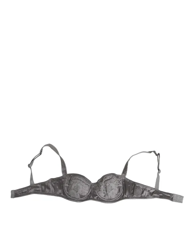 Dolce & Gabbana Gray Silk Underwired Balconette Bra Underwear sold by Siebentaschen