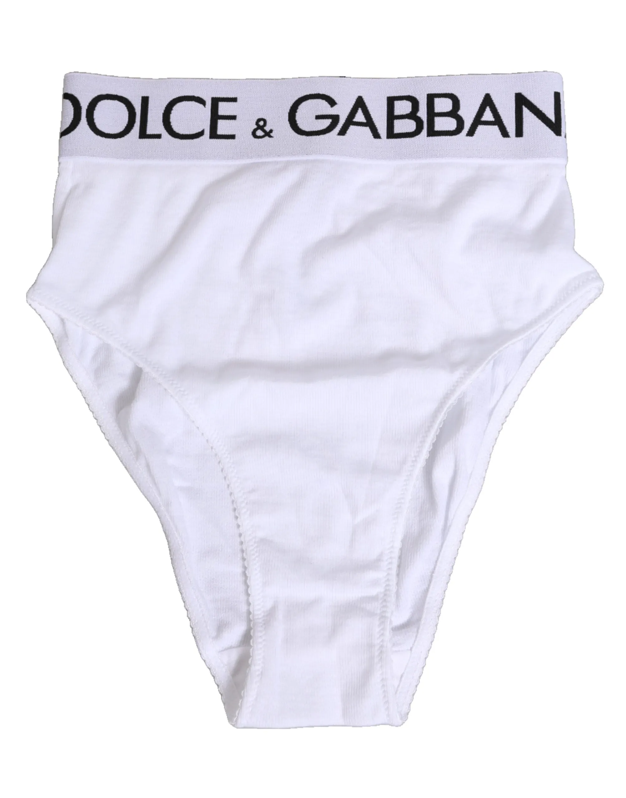 Dolce & Gabbana White Cotton Stretch High Waist Panty Underwear sold by Siebentaschen