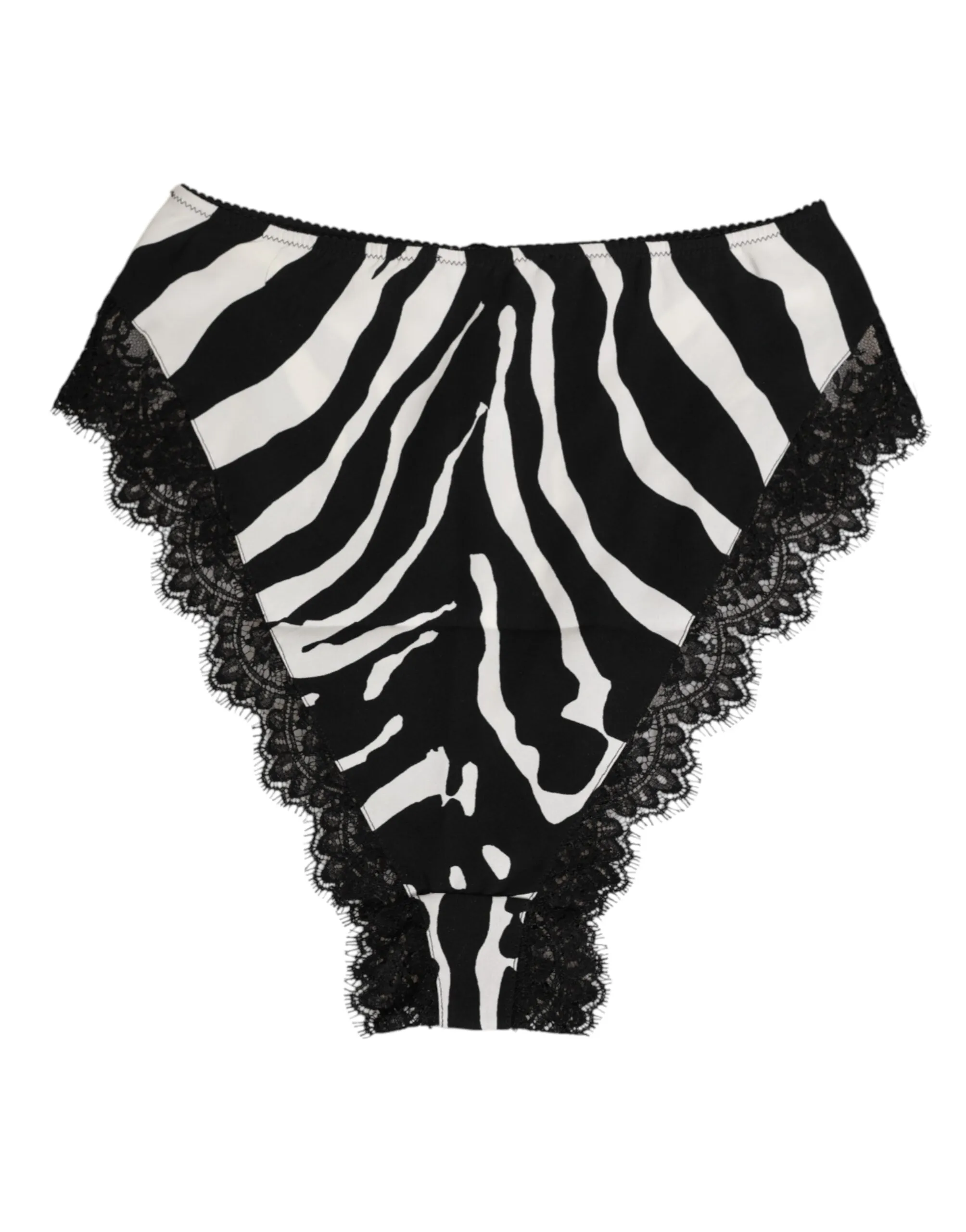 Dolce & Gabbana Black Silk Zebra Print Lace High Waist Underwear sold by Siebentaschen product image thumbnail 4