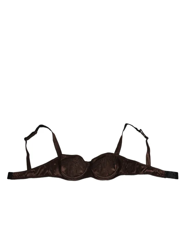 Dolce & Gabbana Brown Silk Underwired Balconette Bra Underwear sold by Siebentaschen