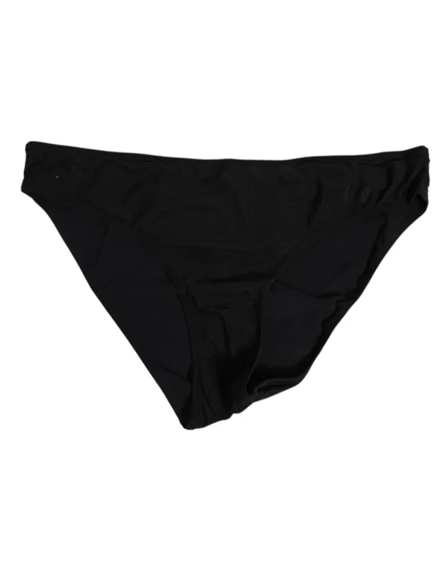 Dolce & Gabbana Black Nylon Stretch Slip Brief Women Underwear sold by Siebentaschen