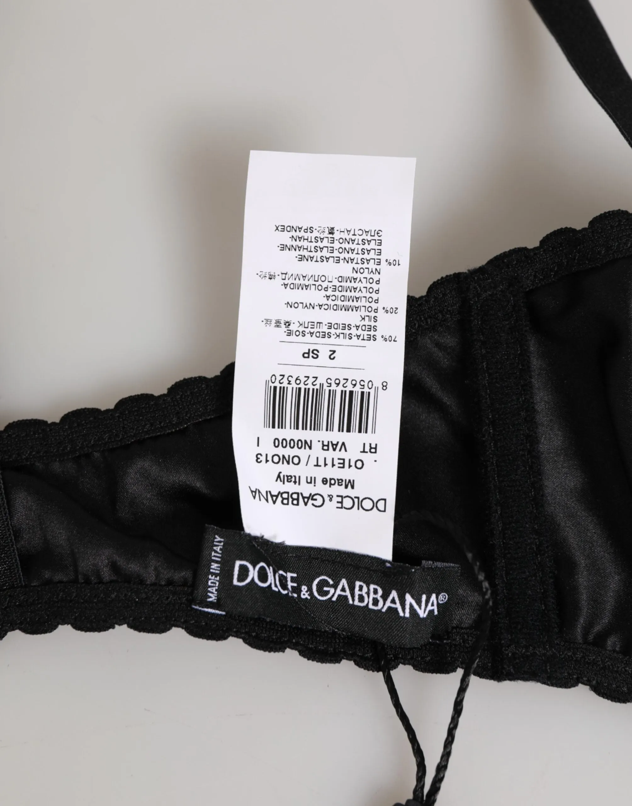 Dolce & Gabbana Black Silk Underwired Balconette Bra Underwear sold by Siebentaschen product image thumbnail 4