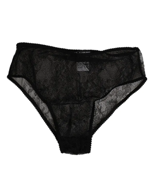 Dolce & Gabbana Black Nylon Stretch High Waist Panty Underwear sold by Siebentaschen