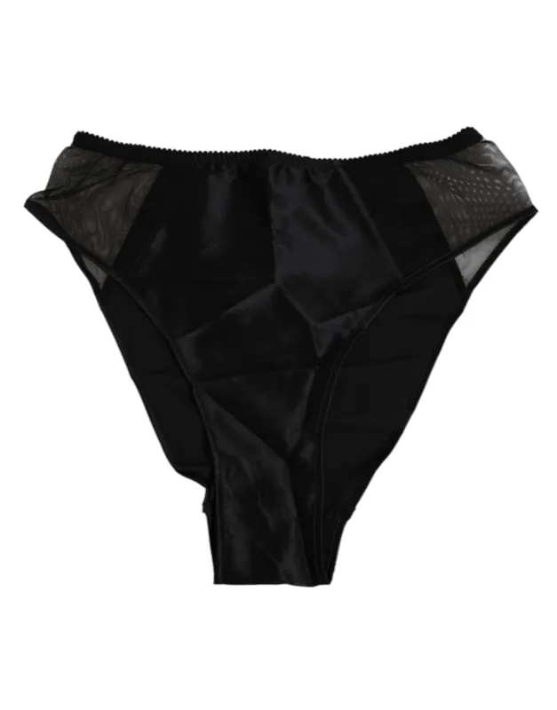 Dolce & Gabbana Black Silk Stretch High Waist Panty Underwear sold by Siebentaschen
