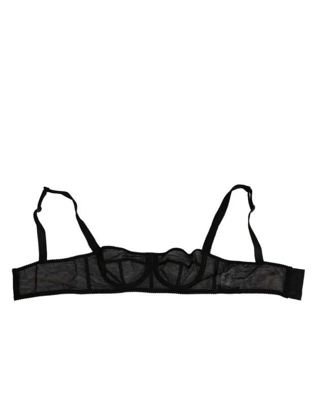 Dolce & Gabbana Black Floral Underwired Balconette Bra Underwear sold by Siebentaschen