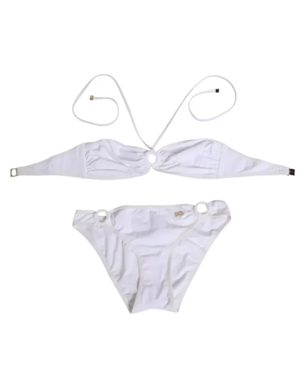 Dolce & Gabbana White Logo Swimsuit 2 Piece Top Bottom Swimwear sold by Siebentaschen