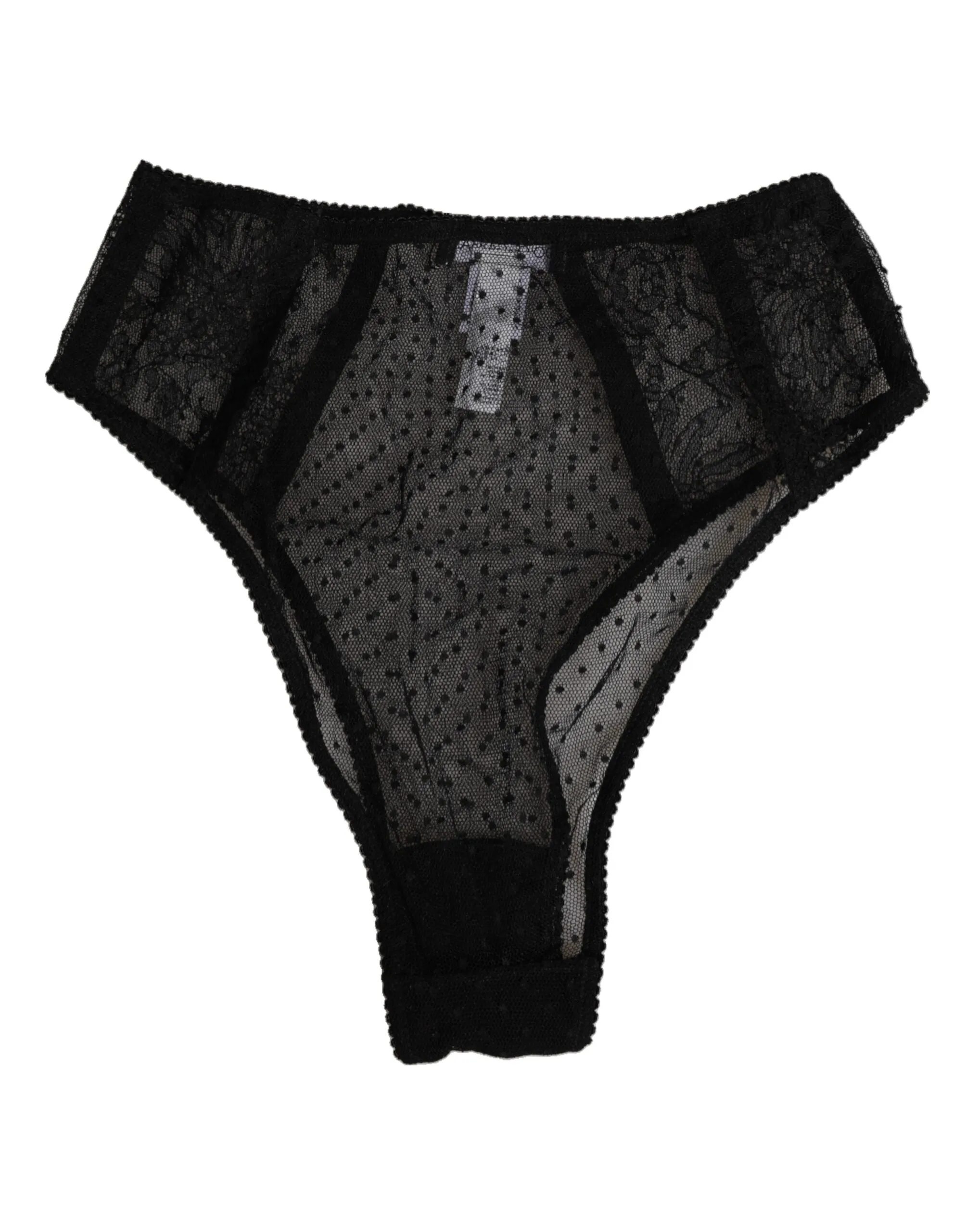 Dolce & Gabbana Black Lace Polka Dot Mesh High Waist Underwear sold by Siebentaschen product image thumbnail 5