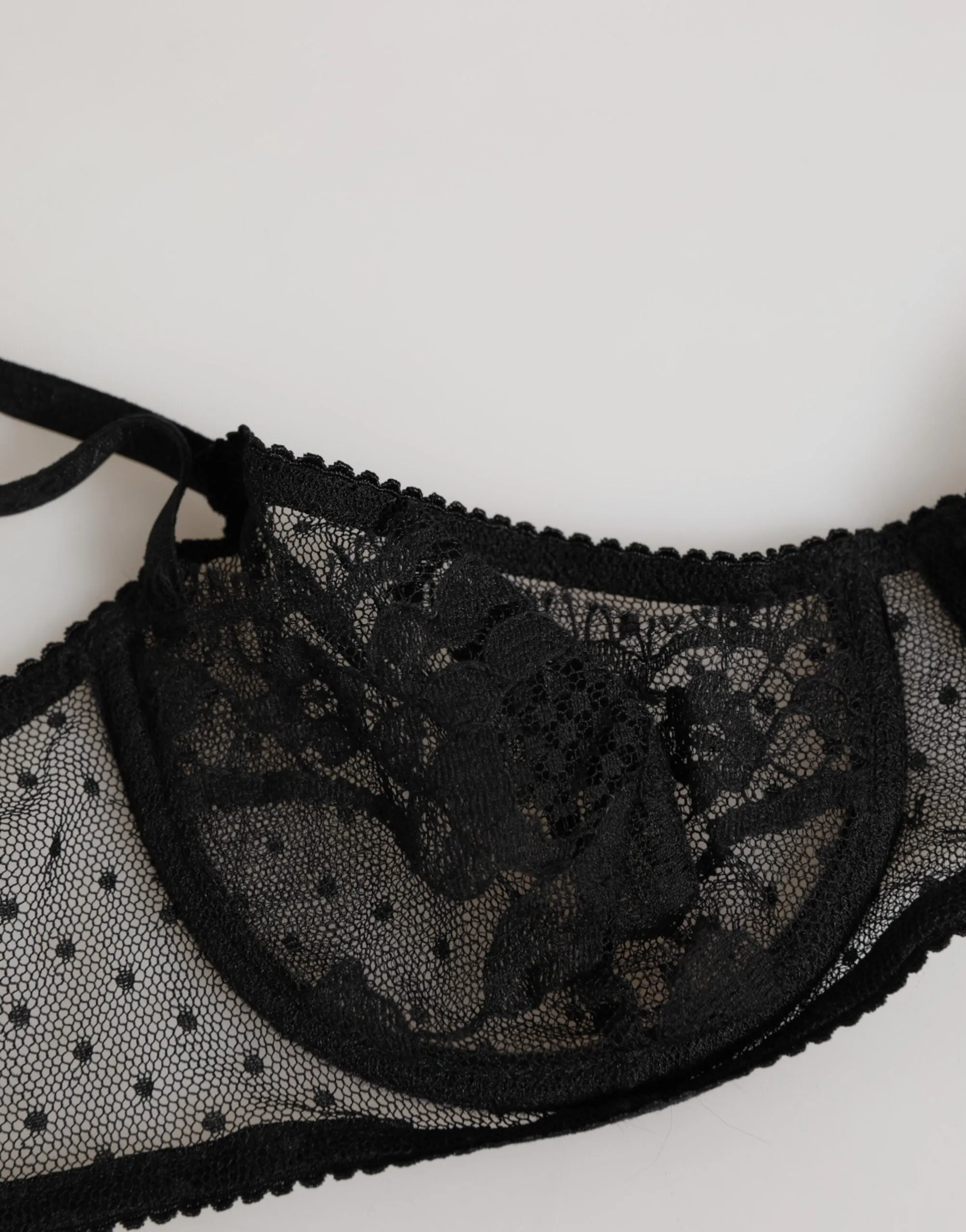 Dolce & Gabbana Black Floral Underwired Balconette Bra Underwear sold by Siebentaschen product image thumbnail 3