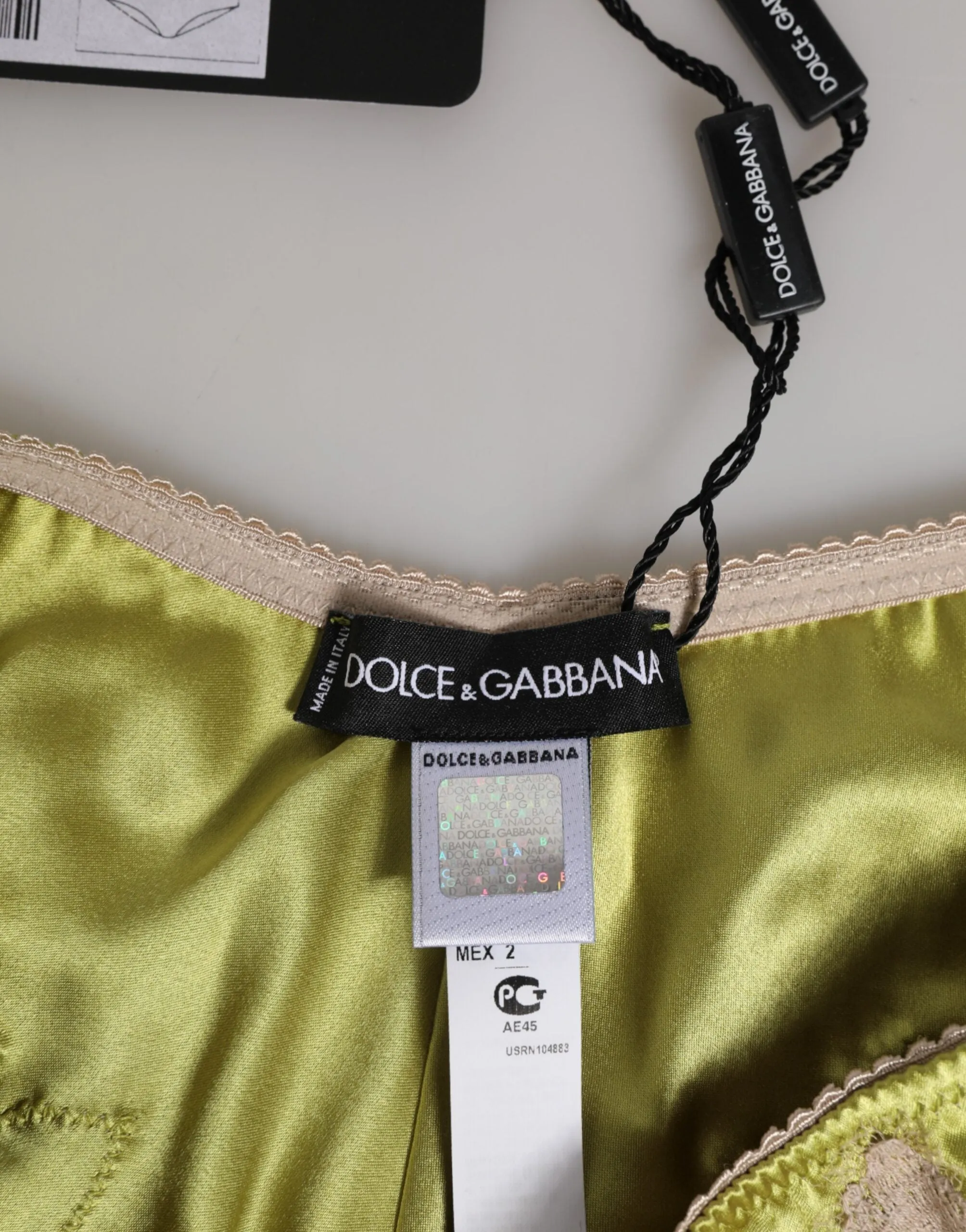 Dolce & Gabbana Green Silk Satin Floral Lace Trim Panty Underwear sold by Siebentaschen product image thumbnail 4