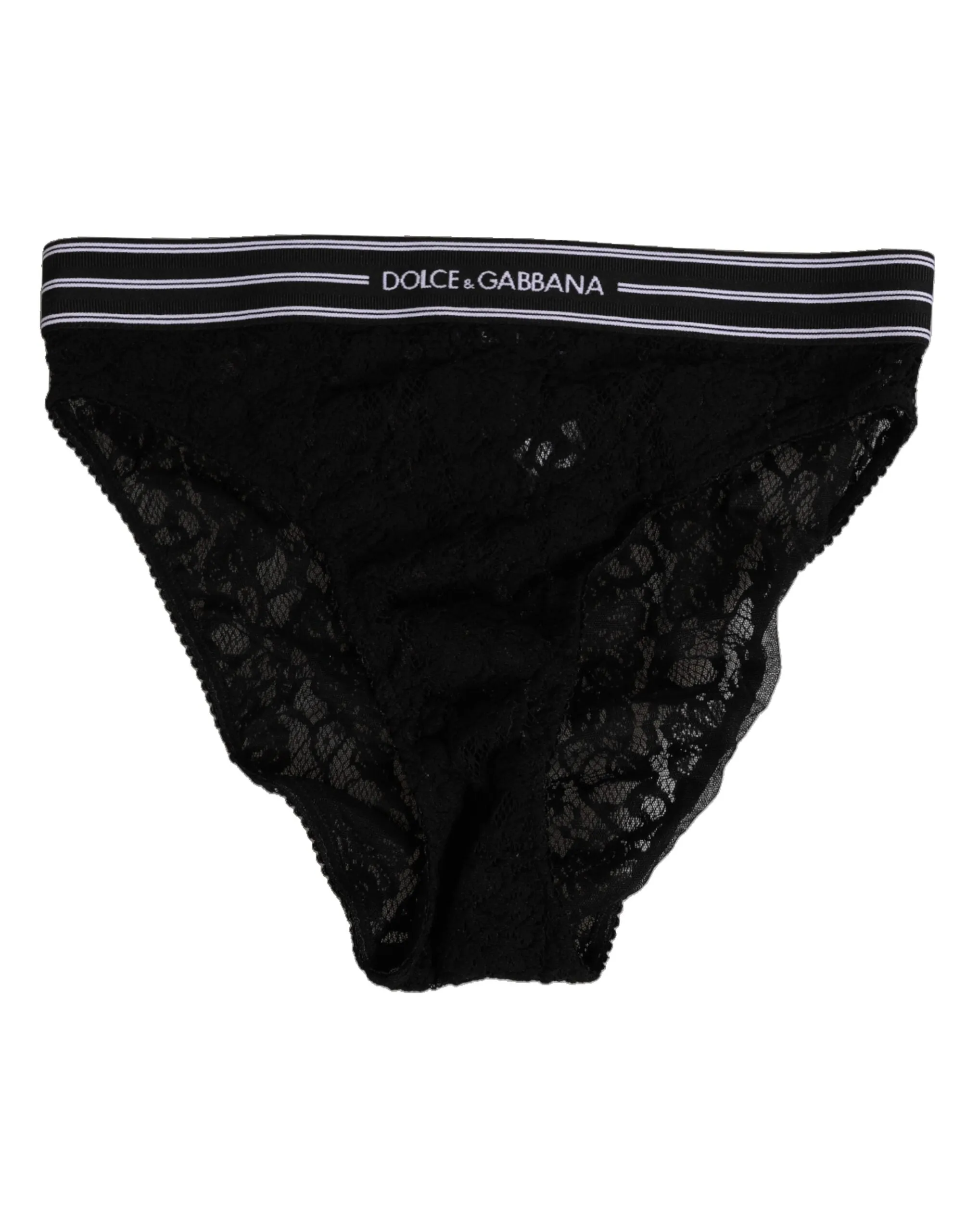 Dolce & Gabbana Black Lace Slip Brief Logo Waistband Underwear sold by Siebentaschen