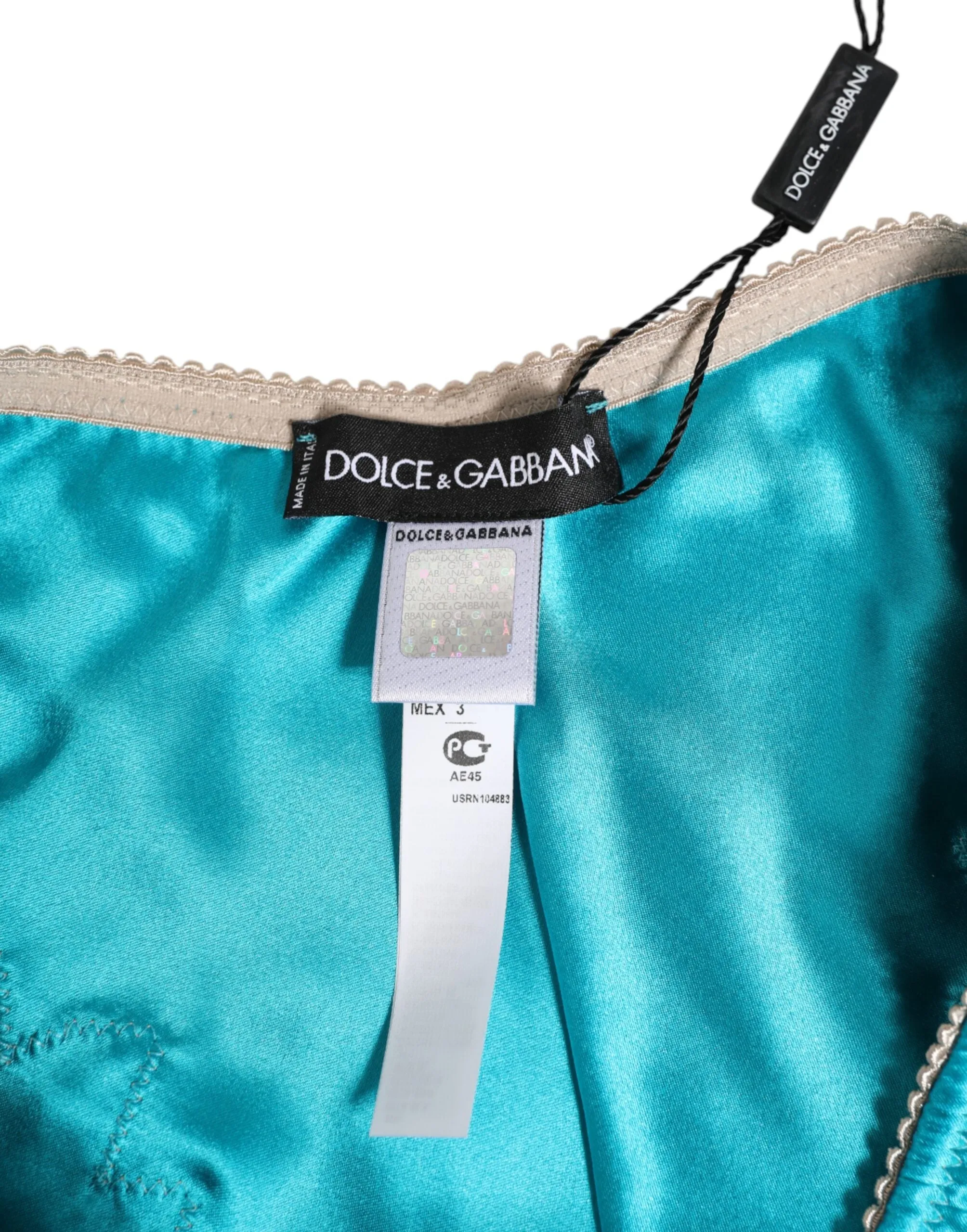 Dolce & Gabbana Blue Silk Satin Floral Lace Trim New Slip Underwear sold by Siebentaschen product image thumbnail 4