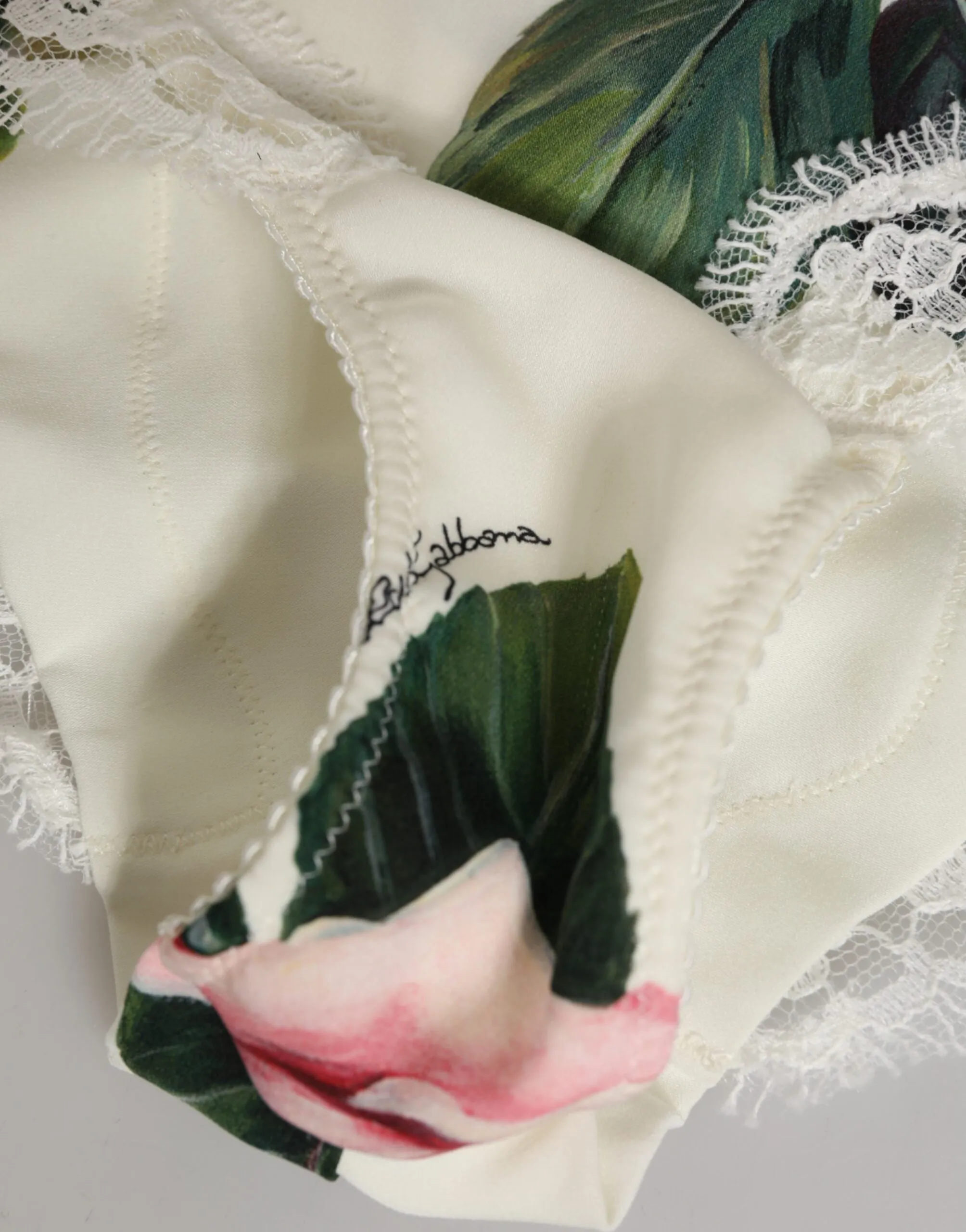 Dolce & Gabbana White Silk Satin Floral Lace Trim Slip Underwear sold by Siebentaschen product image thumbnail 4