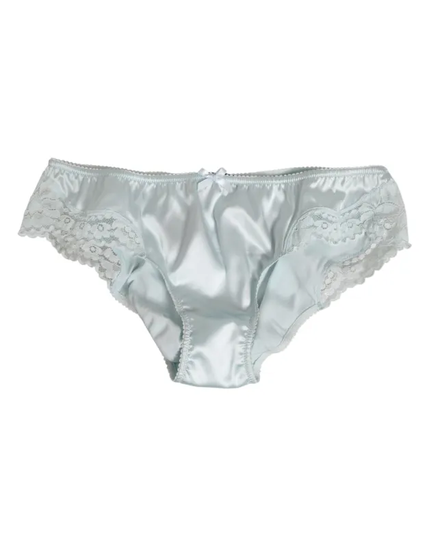 Dolce & Gabbana Gray Silk Satin Floral Lace Panty Brief Underwear sold by Siebentaschen