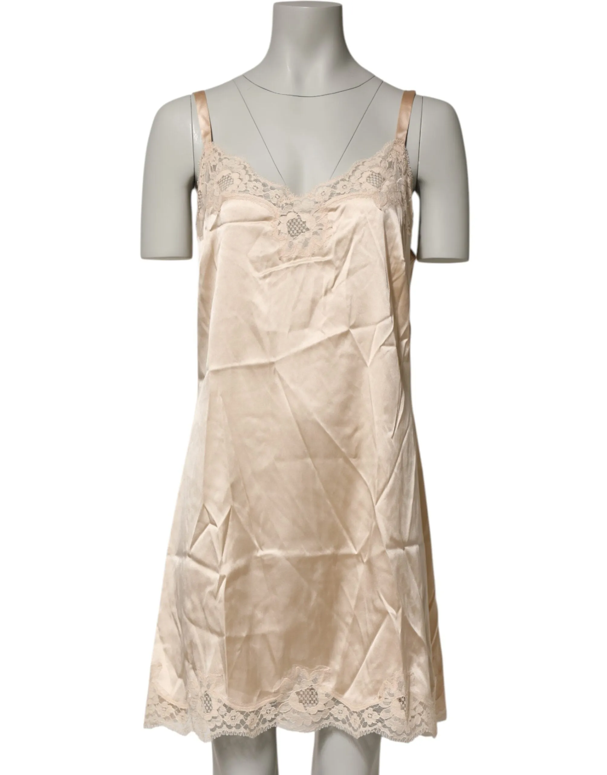 Dolce & Gabbana Nude Chemise Lingerie Silk Blend Lace Trim Dress sold by Siebentaschen product image thumbnail 2