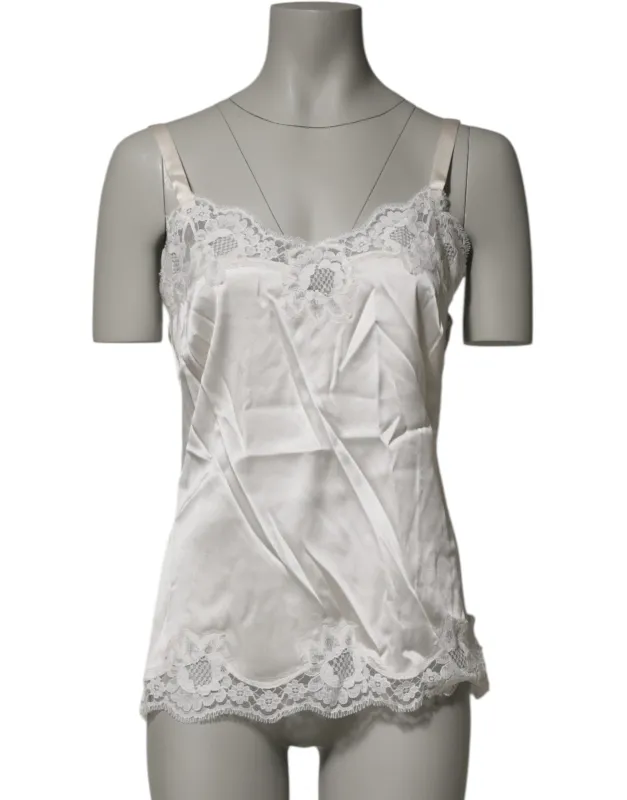 Dolce & Gabbana Off White Floral Lace Tank Lingerie Top Underwear sold by Siebentaschen